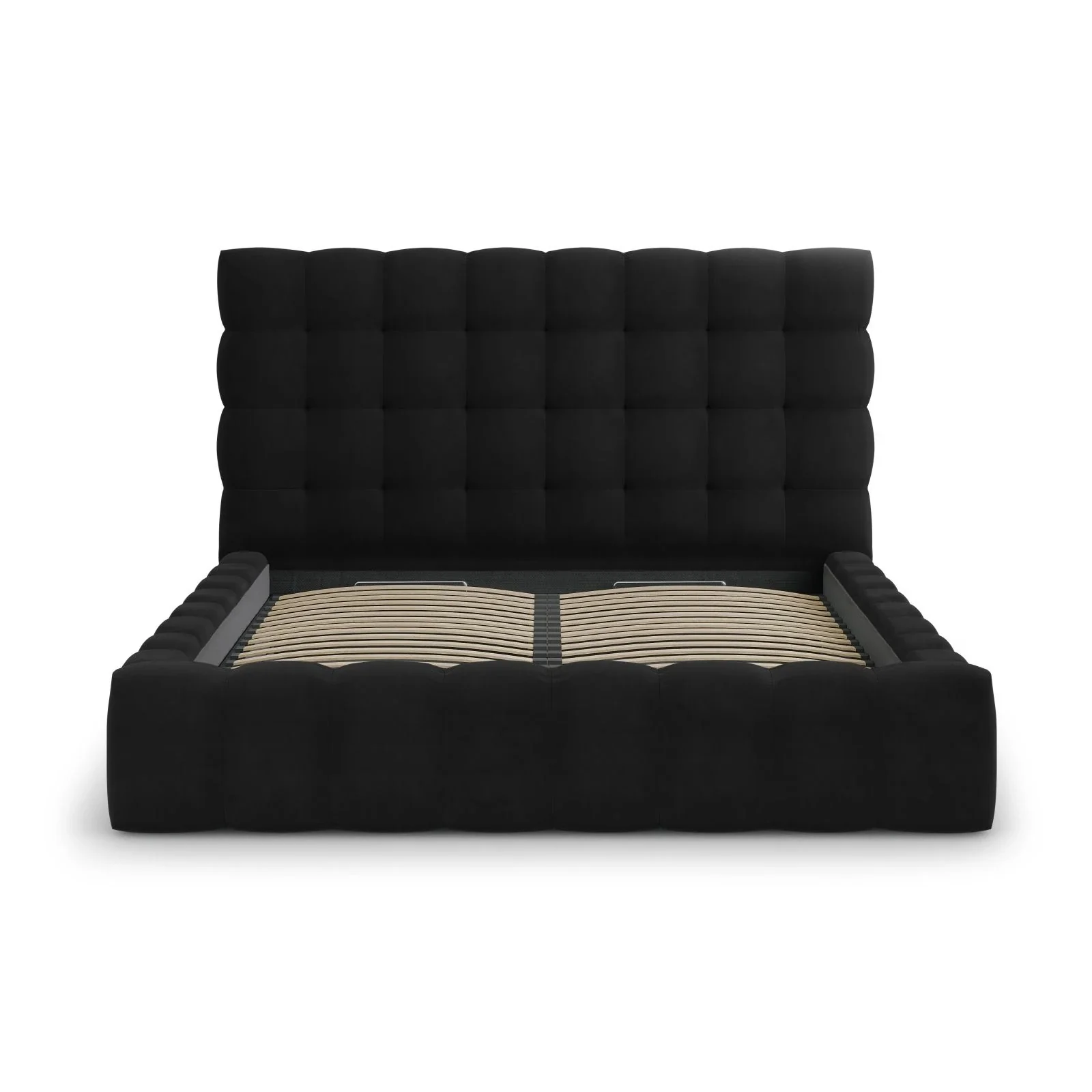 Mamaia Bett mit Stauraum und Kopfteil in Samt oder Strukturstoff, 200x200 cm - Image 100