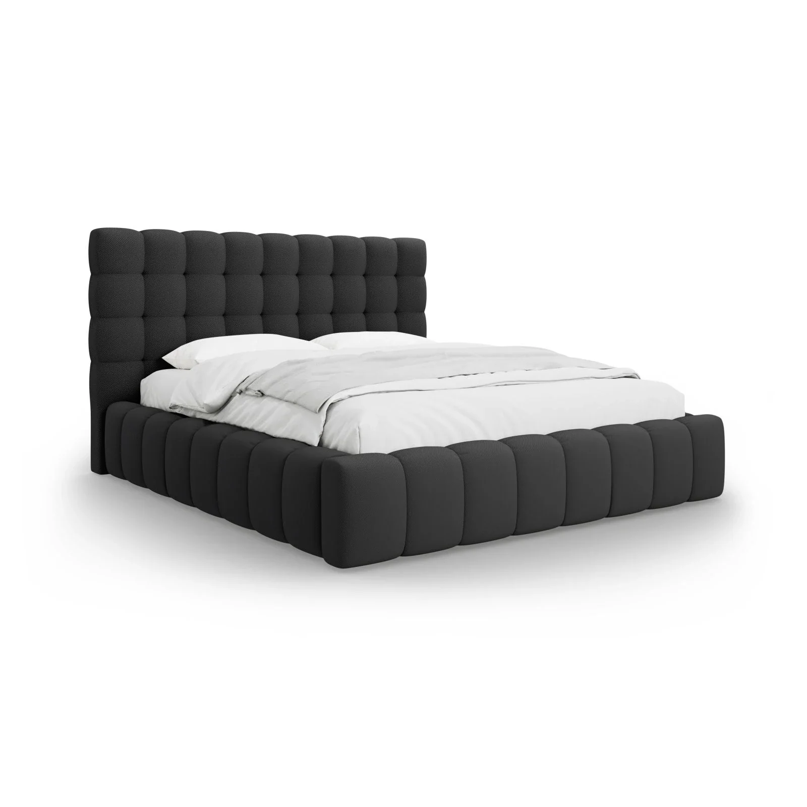 Mamaia Bett mit Stauraum und Kopfteil in Samt oder Strukturstoff, 200x200 cm - Image 22