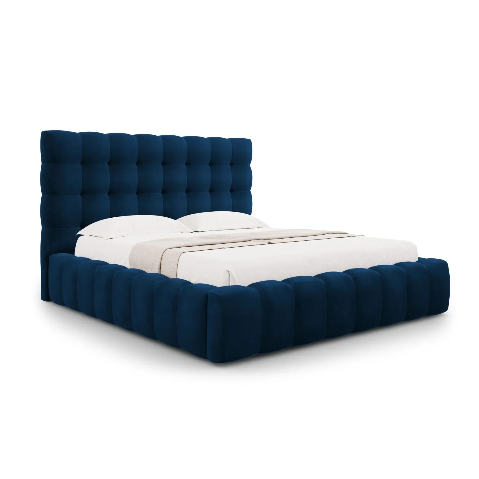Mamaia Bett mit Stauraum und Kopfteil in Samt oder Strukturstoff, 200x200 cm - Image 66