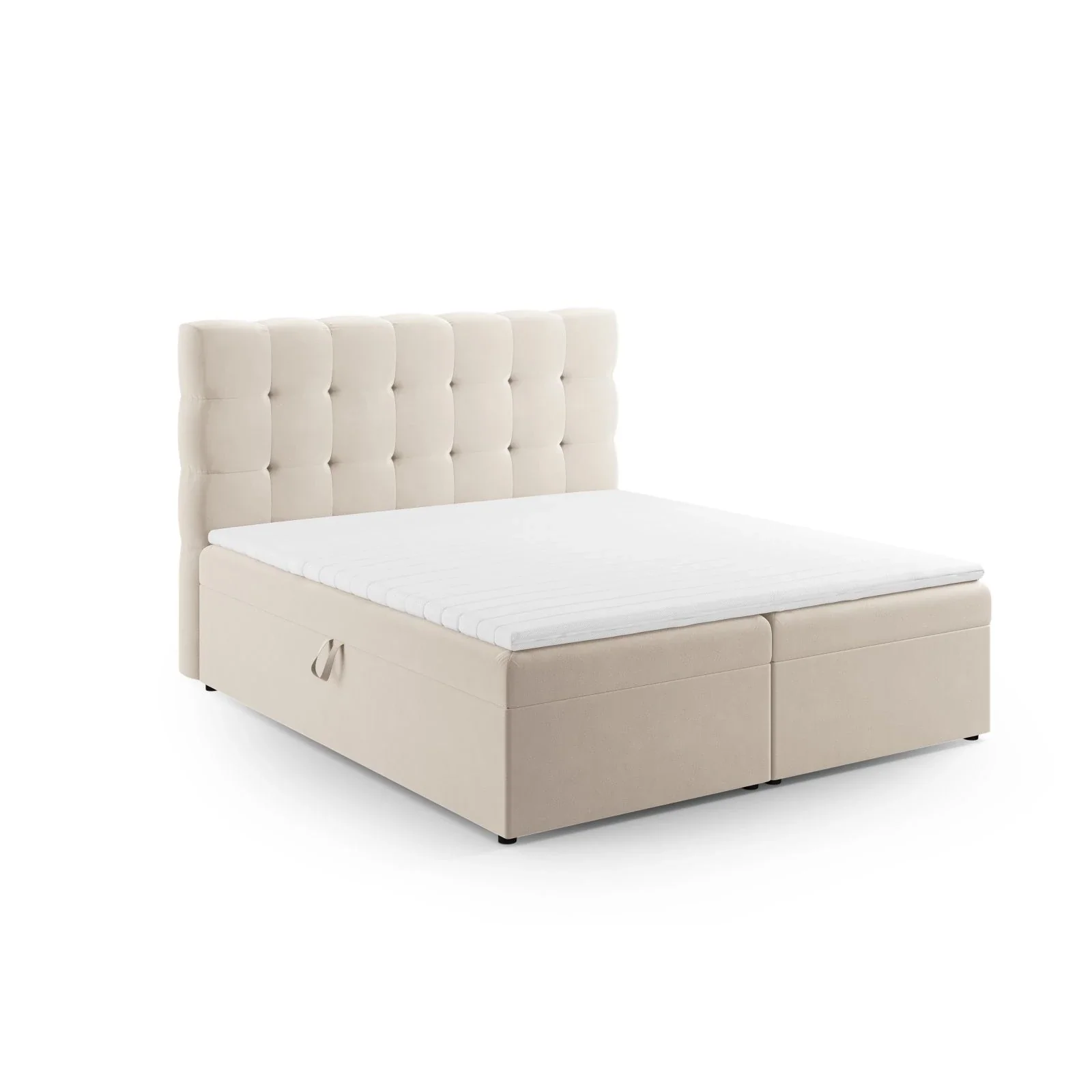 Mamaia Boxspringbett mit Stauraum und Kopfteil in Samt, 140x200 cm