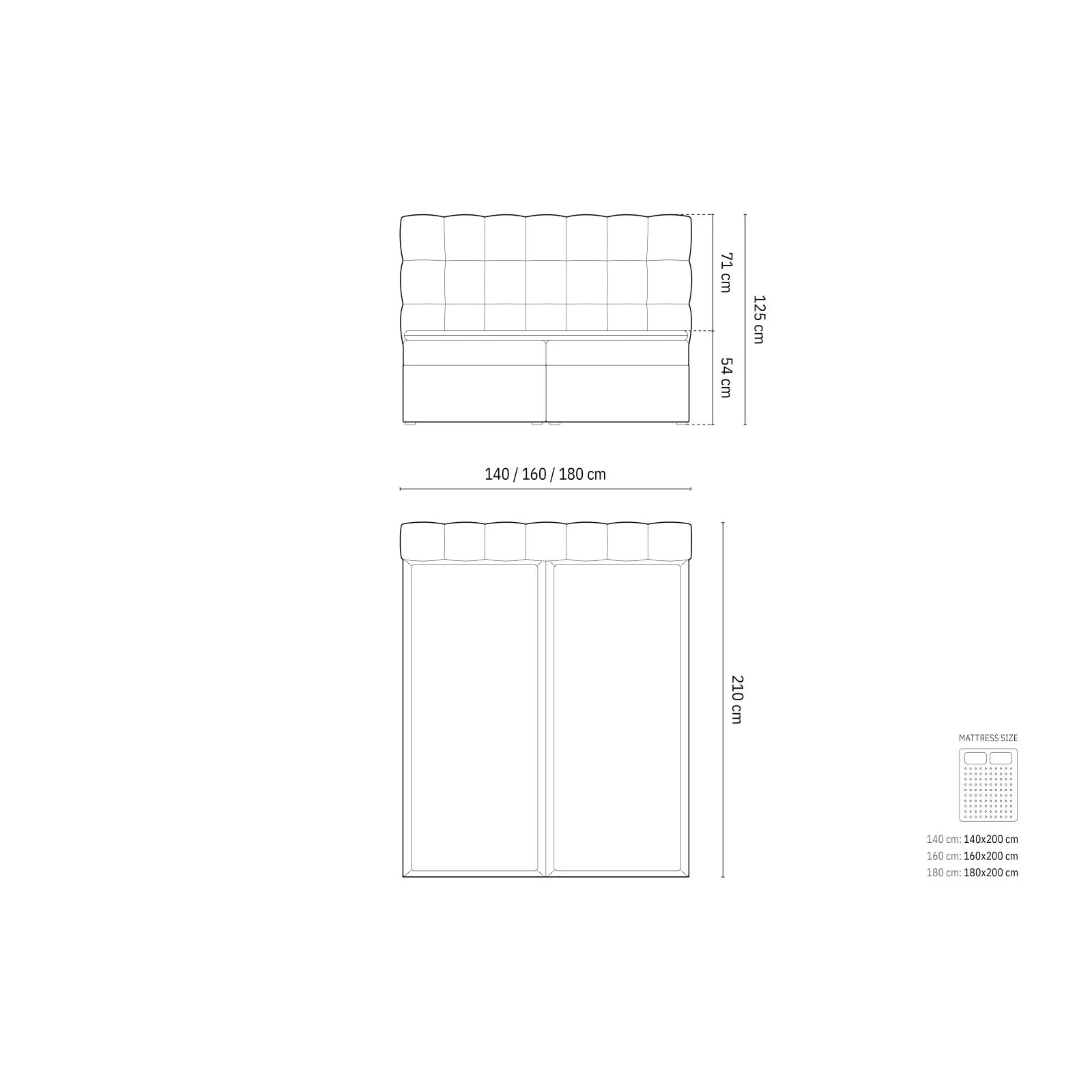 Mamaia Boxspringbett mit Stauraum und Kopfteil in Samt, 140x200 cm - Image 11