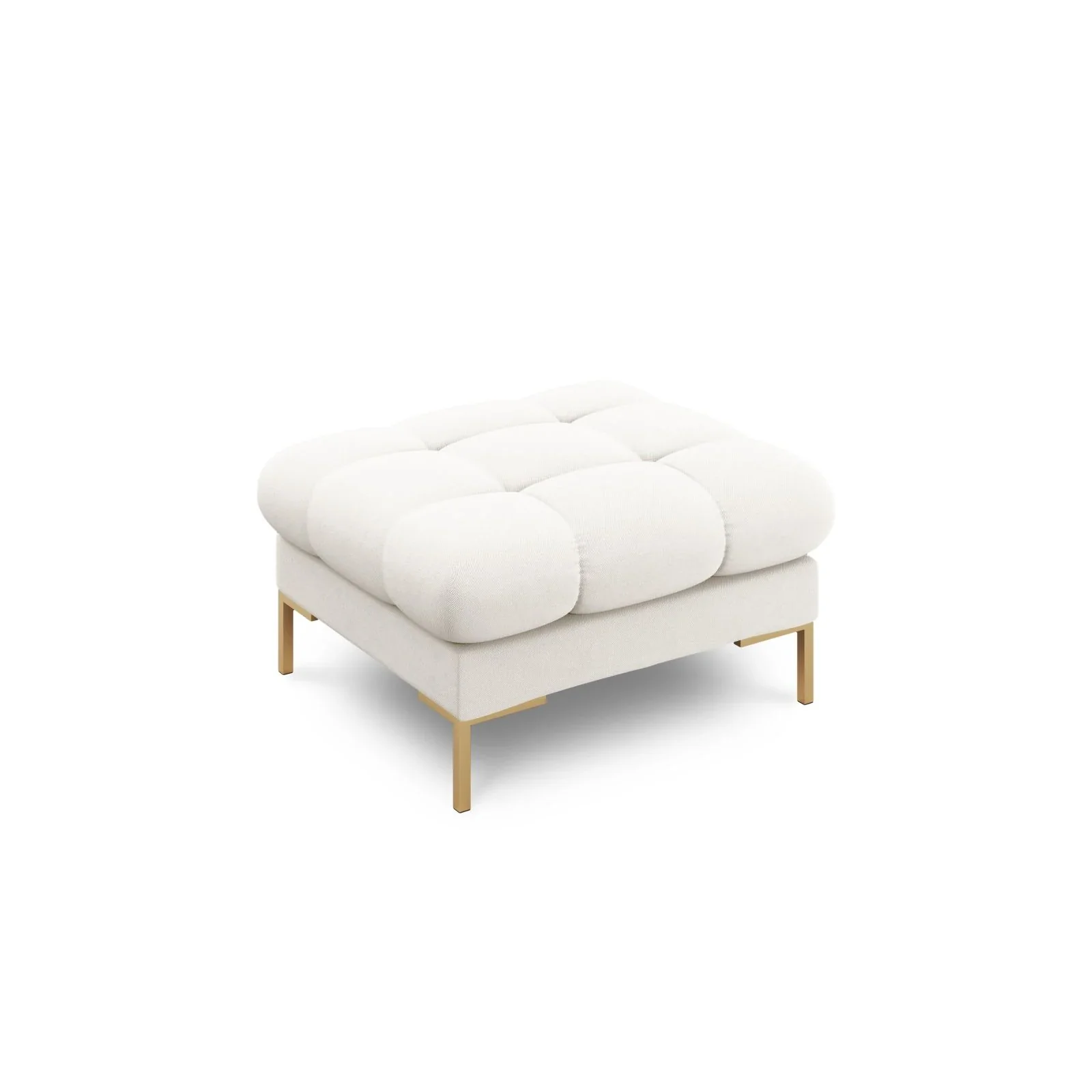 Mamaia Pouf, Beine Goldmetall, mit Bezug aus Samt oder Strukturstoff, 60x60 cm
