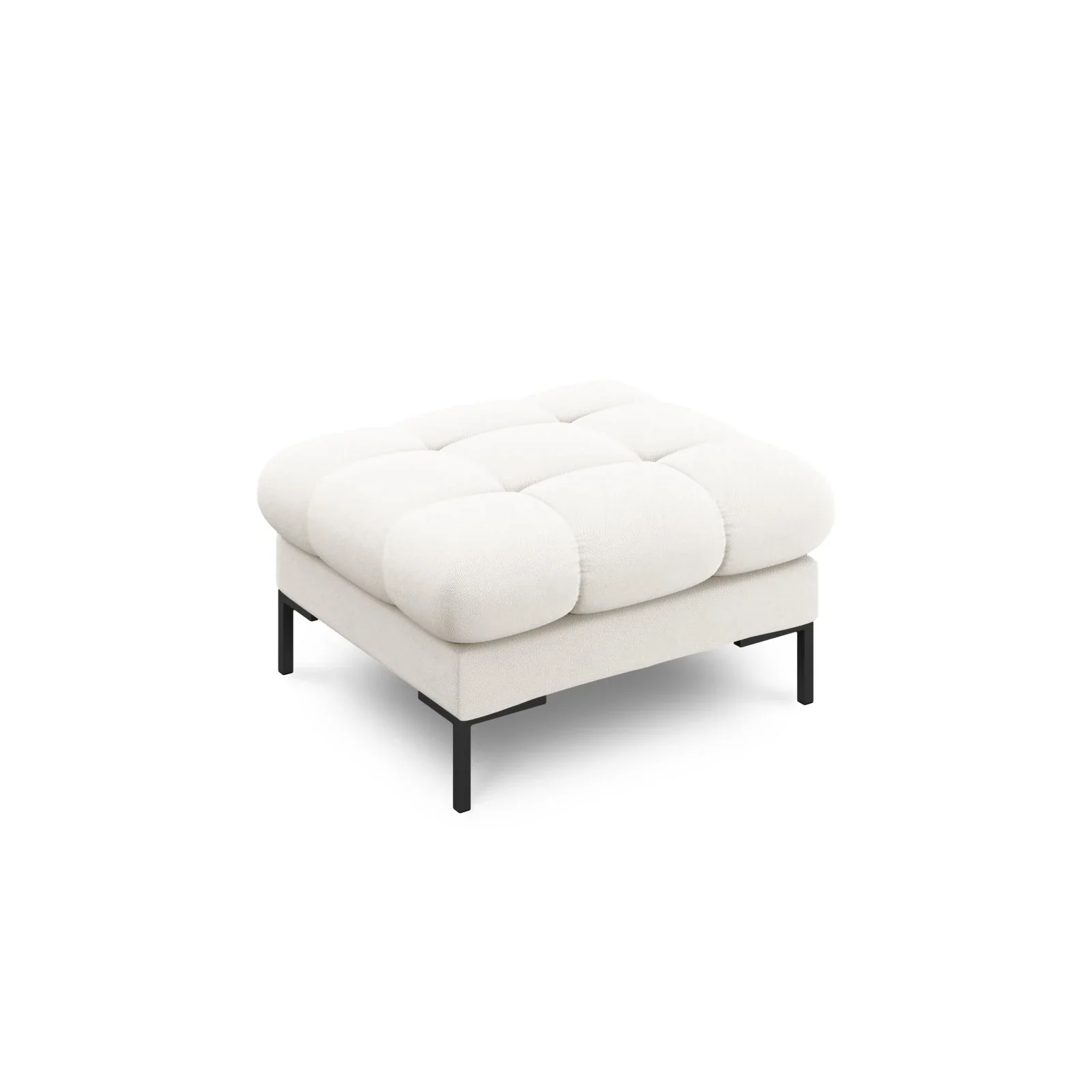 Mamaia Pouf, Metallbeine Schwarz, mit Bezug aus Samt oder Strukturstoff, 60x60 cm