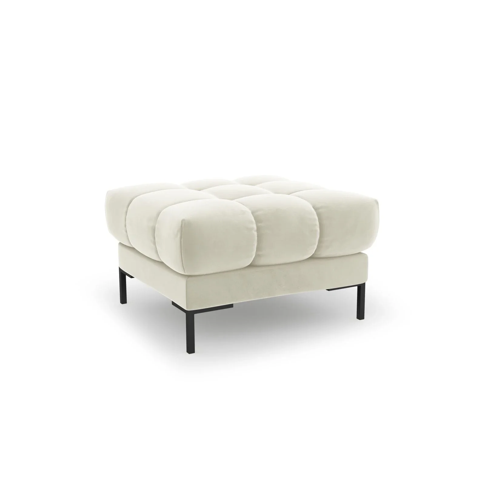 Mamaia Pouf, Metallbeine Schwarz, mit Bezug aus Samt oder Strukturstoff, 60x60 cm - Image 33