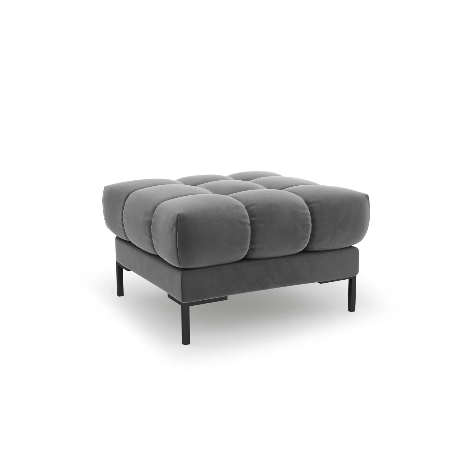 Mamaia Pouf, Metallbeine Schwarz, mit Bezug aus Samt oder Strukturstoff, 60x60 cm - Image 41