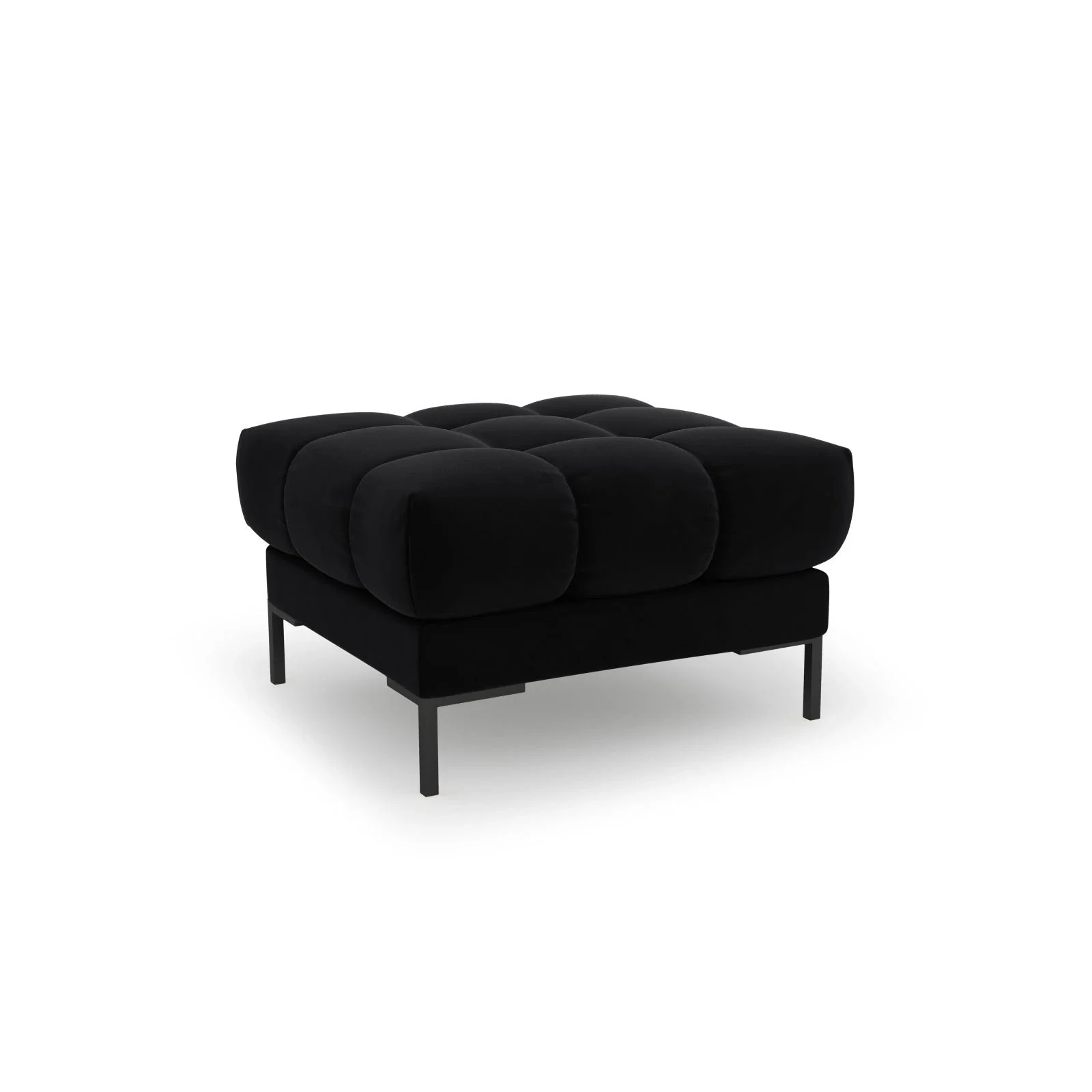 Mamaia Pouf, Metallbeine Schwarz, mit Bezug aus Samt oder Strukturstoff, 60x60 cm - Image 49