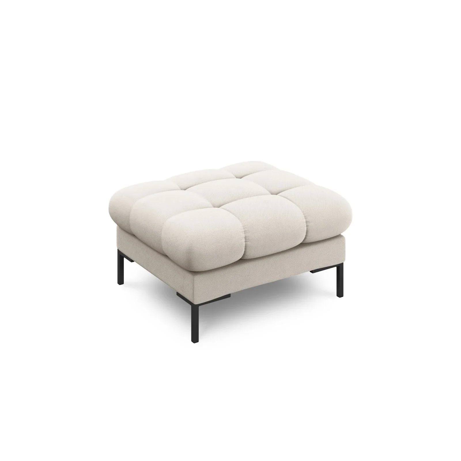 Mamaia Pouf, Metallbeine Schwarz, mit Bezug aus Samt oder Strukturstoff, 60x60 cm - Image 5