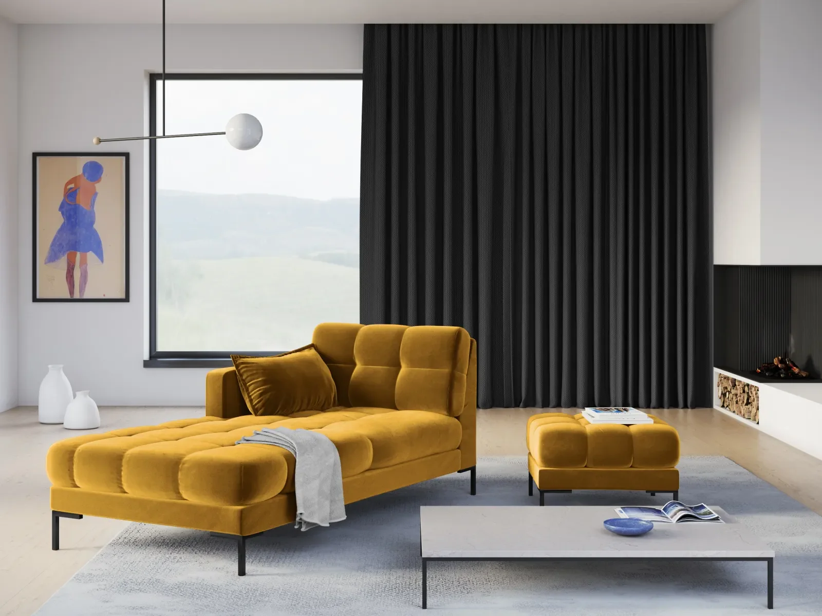 Mamaia Pouf, Metallbeine Schwarz, mit Bezug aus Samt oder Strukturstoff, 60x60 cm - Image 66