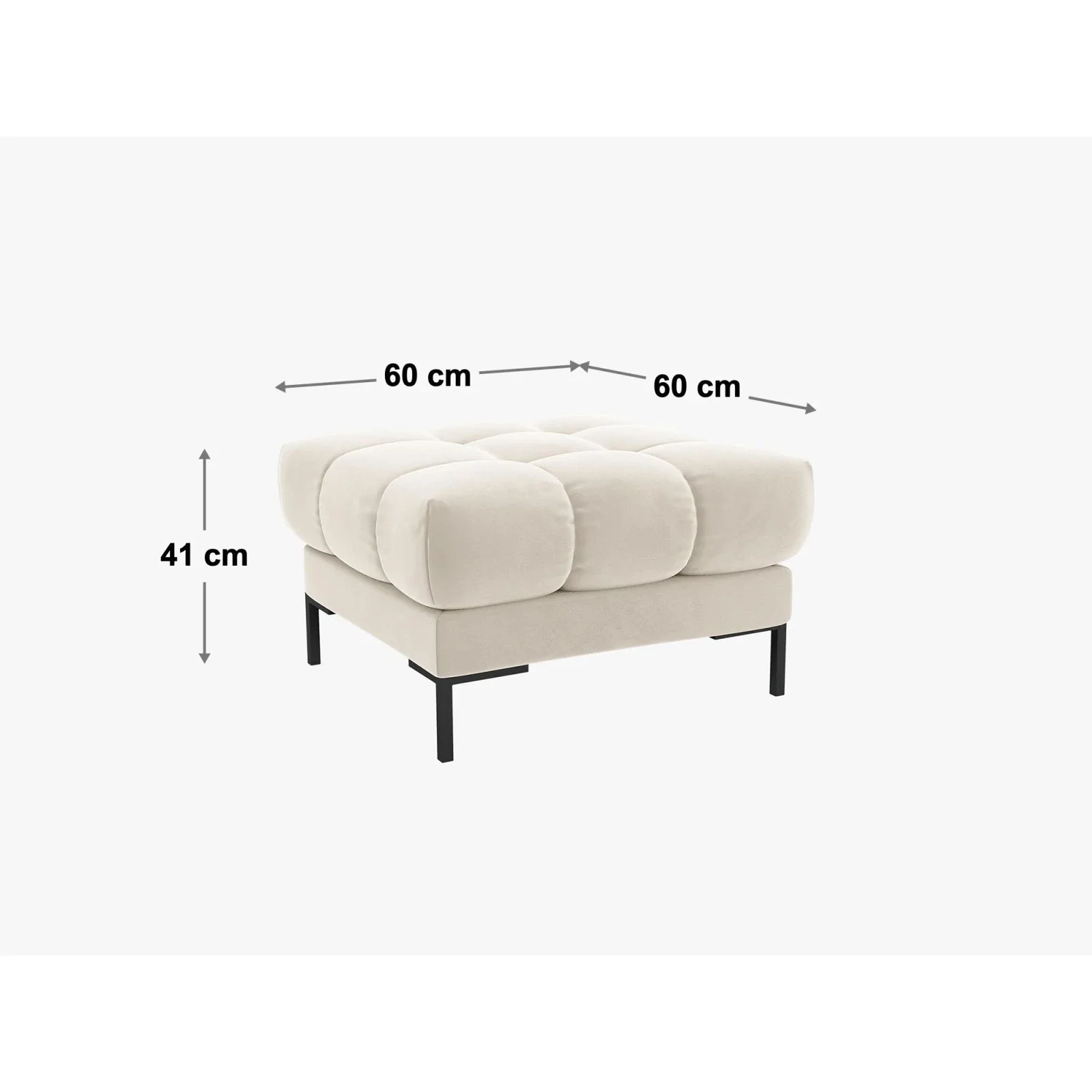 Mamaia Pouf, Metallbeine Schwarz, mit Bezug aus Samt oder Strukturstoff, 60x60 cm - Image 68