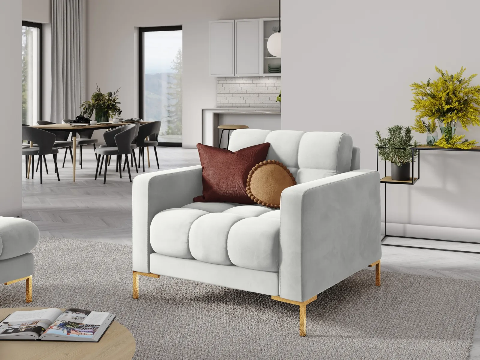 Mamaia Sessel, Beine Goldmetall, mit Bezug aus Samt oder Strukturstoff, 87x96 cm - Image 48
