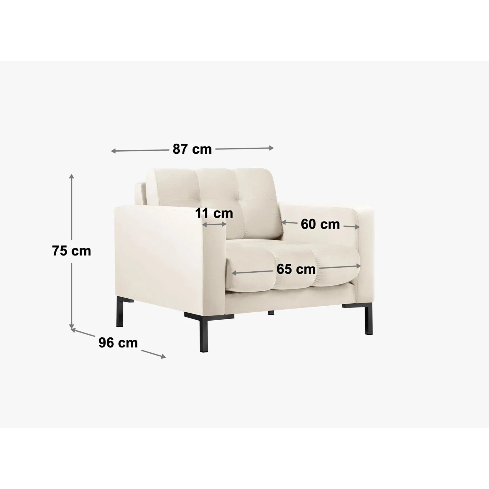 Mamaia Sessel, Metallbeine Schwarz, mit Bezug aus Samt oder Strukturstoff, 87x96 cm - Image 57