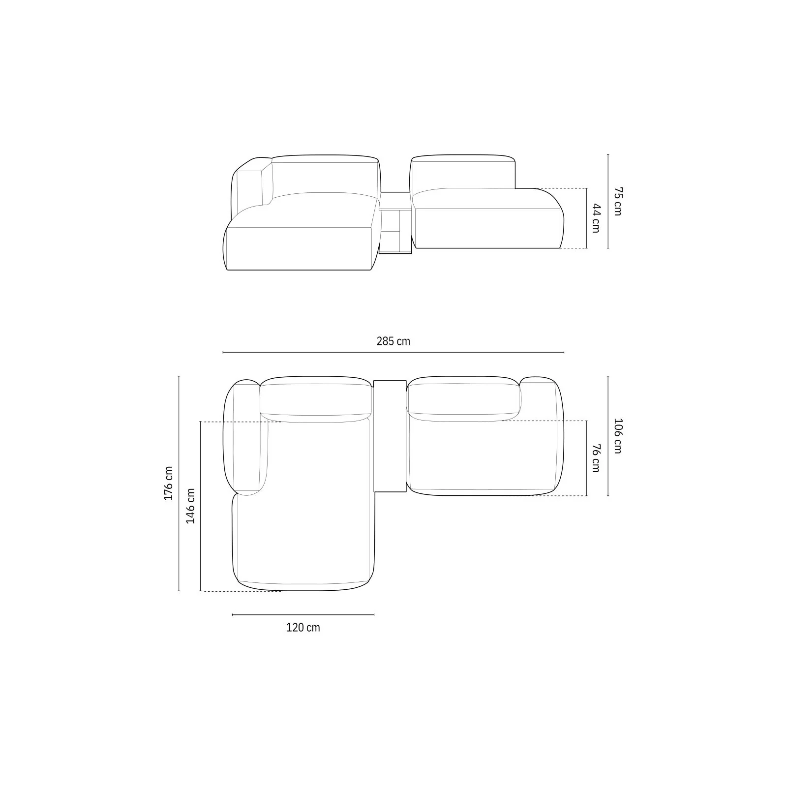 Martina modulares Ecksofa, Linke Seite, aus Samt, Cord oder Strukturstoff, 285x176 cm - Image 8