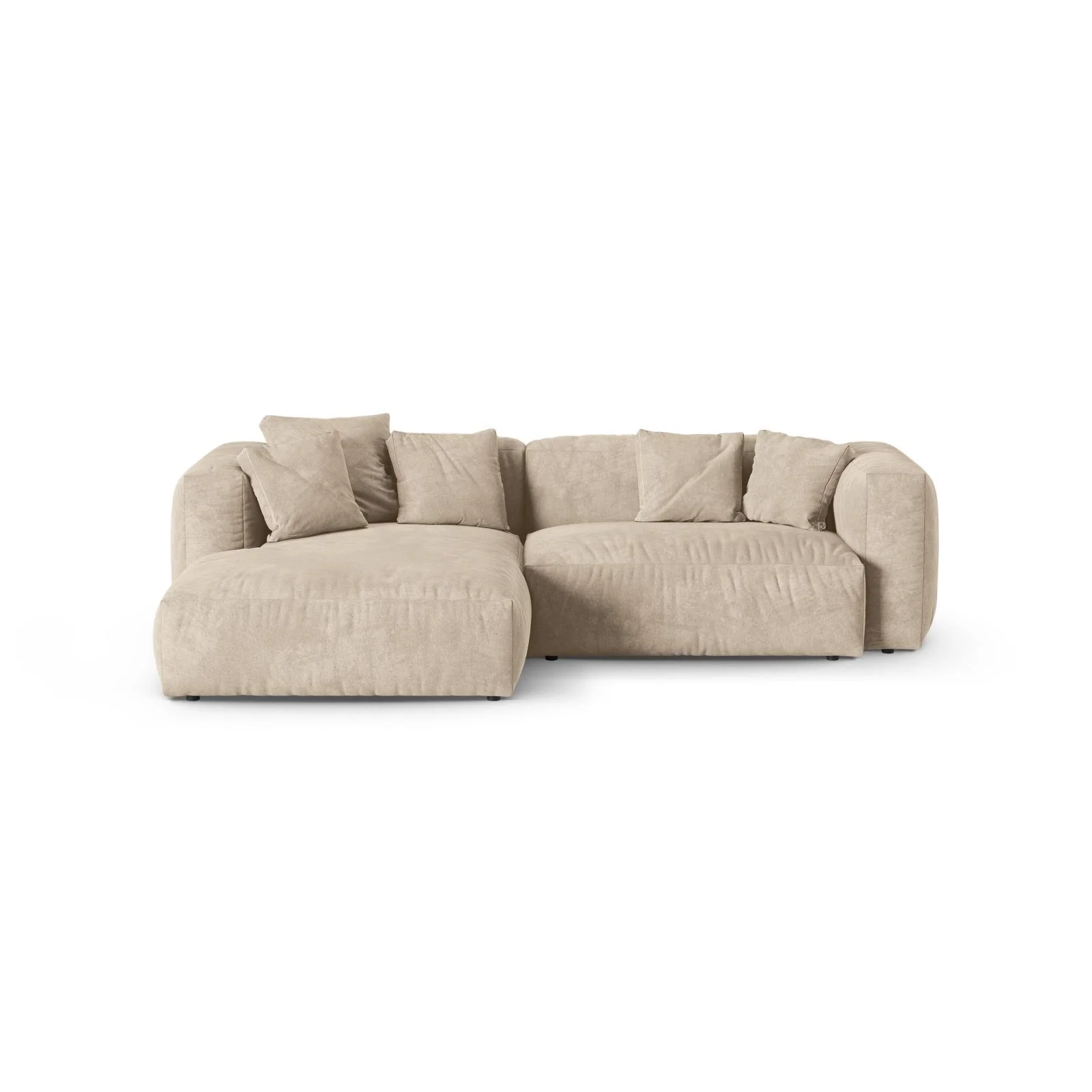Martina modulares Ecksofa, Linke Seite, Sitztiefe 90 cm, aus Samt, Cord, Boucle oder Strukturstoff, 280x176 cm