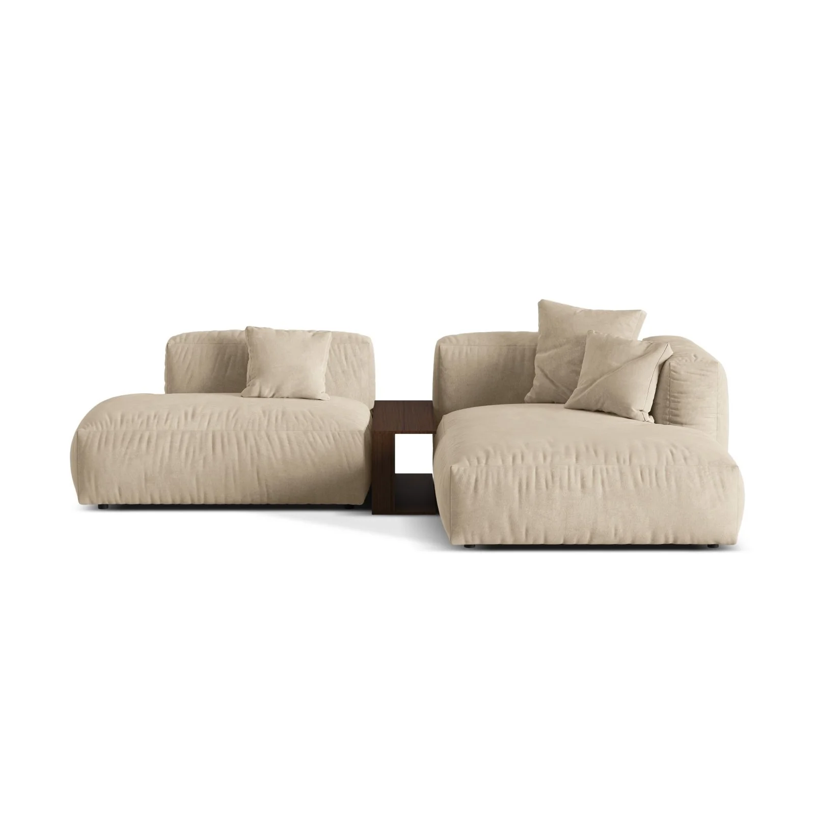 Martina modulares Ecksofa, Rechte Seite, aus Samt, Cord oder Strukturstoff, 285x176 cm