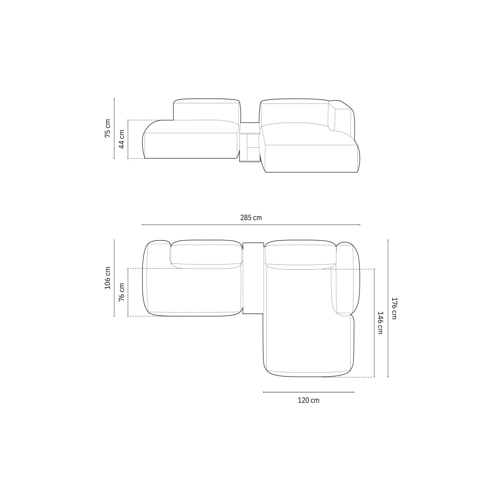 Martina modulares Ecksofa, Rechte Seite, aus Samt, Cord oder Strukturstoff, 285x176 cm - Image 20