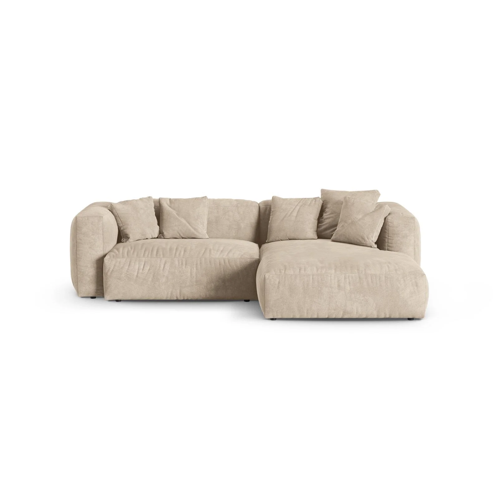 Martina modulares Ecksofa, Rechte Seite, Sitztiefe 90 cm, aus Samt, Cord, Boucle oder Strukturstoff, 280x176 cm