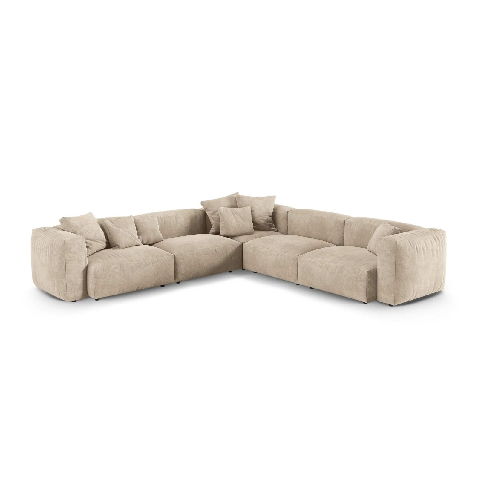 Martina modulares Ecksofa, Symmetrisch, Sitztiefe 90 cm, aus Samt, Cord, Boucle oder Strukturstoff, 330x330 cm