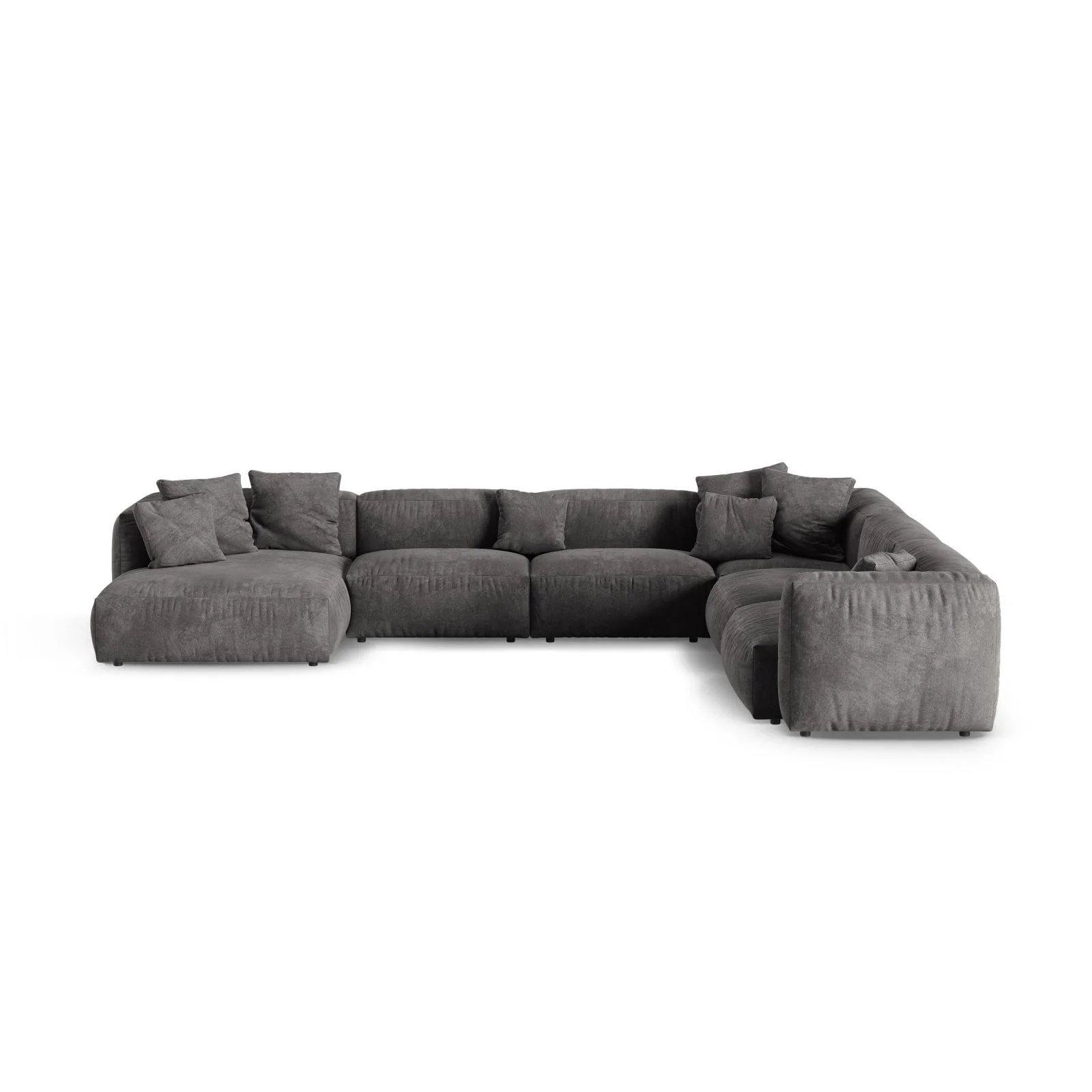 Martina modulares Panoramasofa, Rechte Seite, Sitztiefe 90 cm, aus Samt, Cord, Boucle oder Strukturstoff, 420x330 cm - Image 31