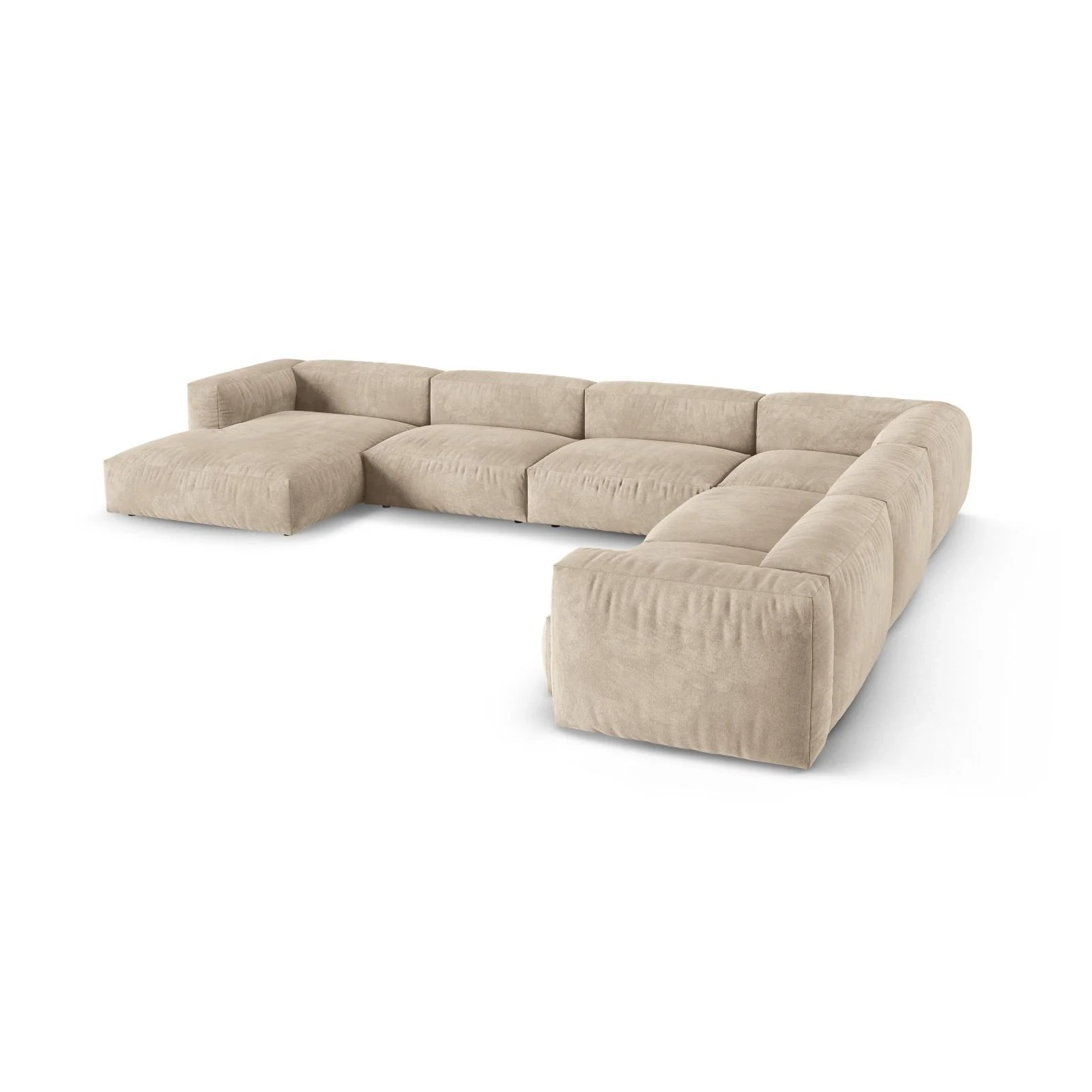 Martina modulares Panoramasofa, Rechte Seite, Sitztiefe 90 cm, aus Samt, Cord, Boucle oder Strukturstoff, 420x330 cm - Image 4