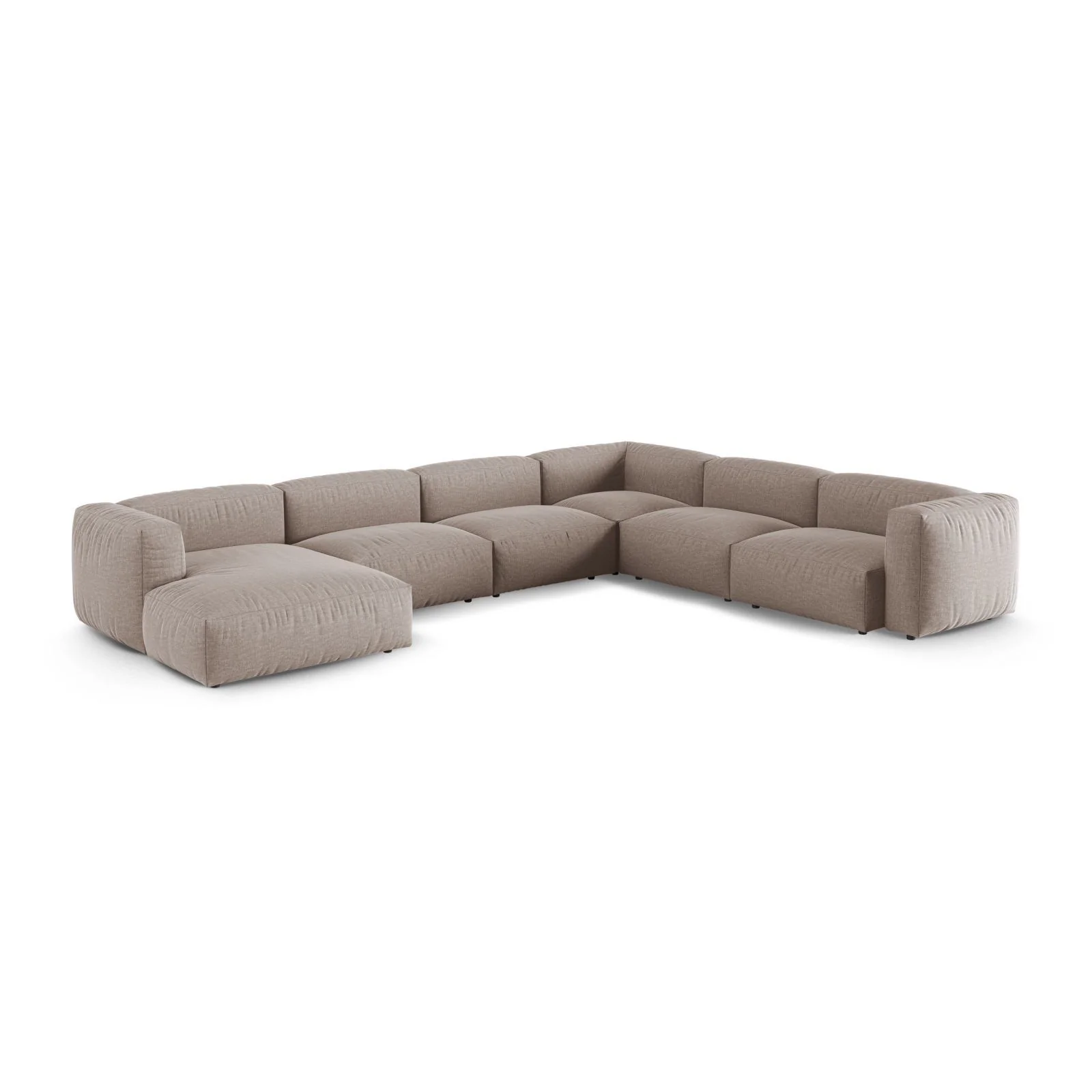 Martina modulares Panoramasofa, Rechte Seite, Sitztiefe 90 cm, aus Samt, Cord, Boucle oder Strukturstoff, 420x330 cm - Image 75