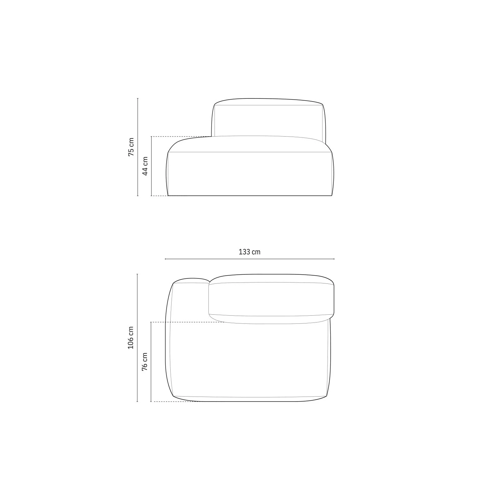 Martina Modulares Sofa Sitzelement, Linke Seite, aus Samt, Cord, Boucle oder Strukturstoff, 133x106 cm - Image 146