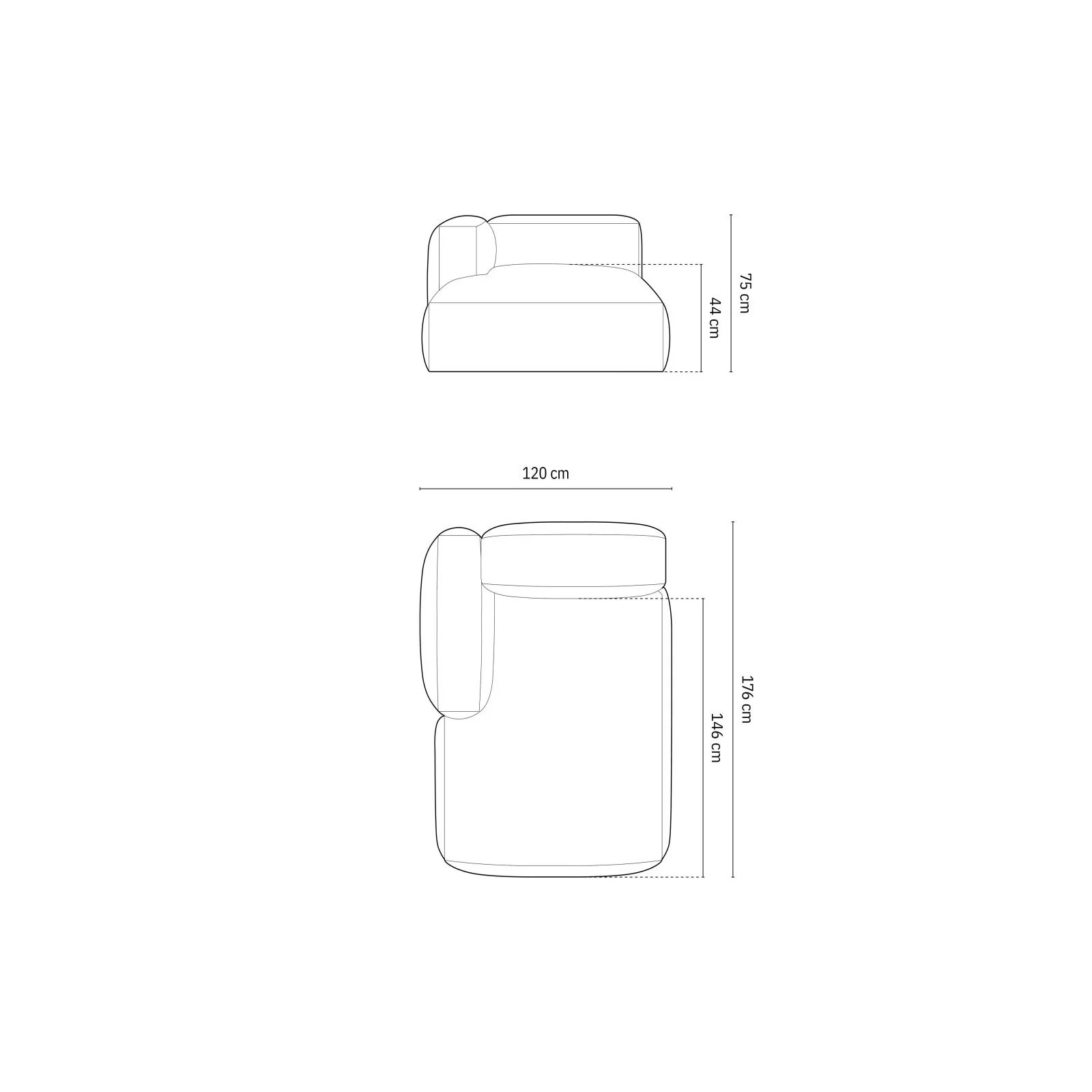 Martina Modulares Sofa Sitzelement, Linke Seite, aus Samt, Cord, Boucle oder Strukturstoff, 176x120 cm - Image 146