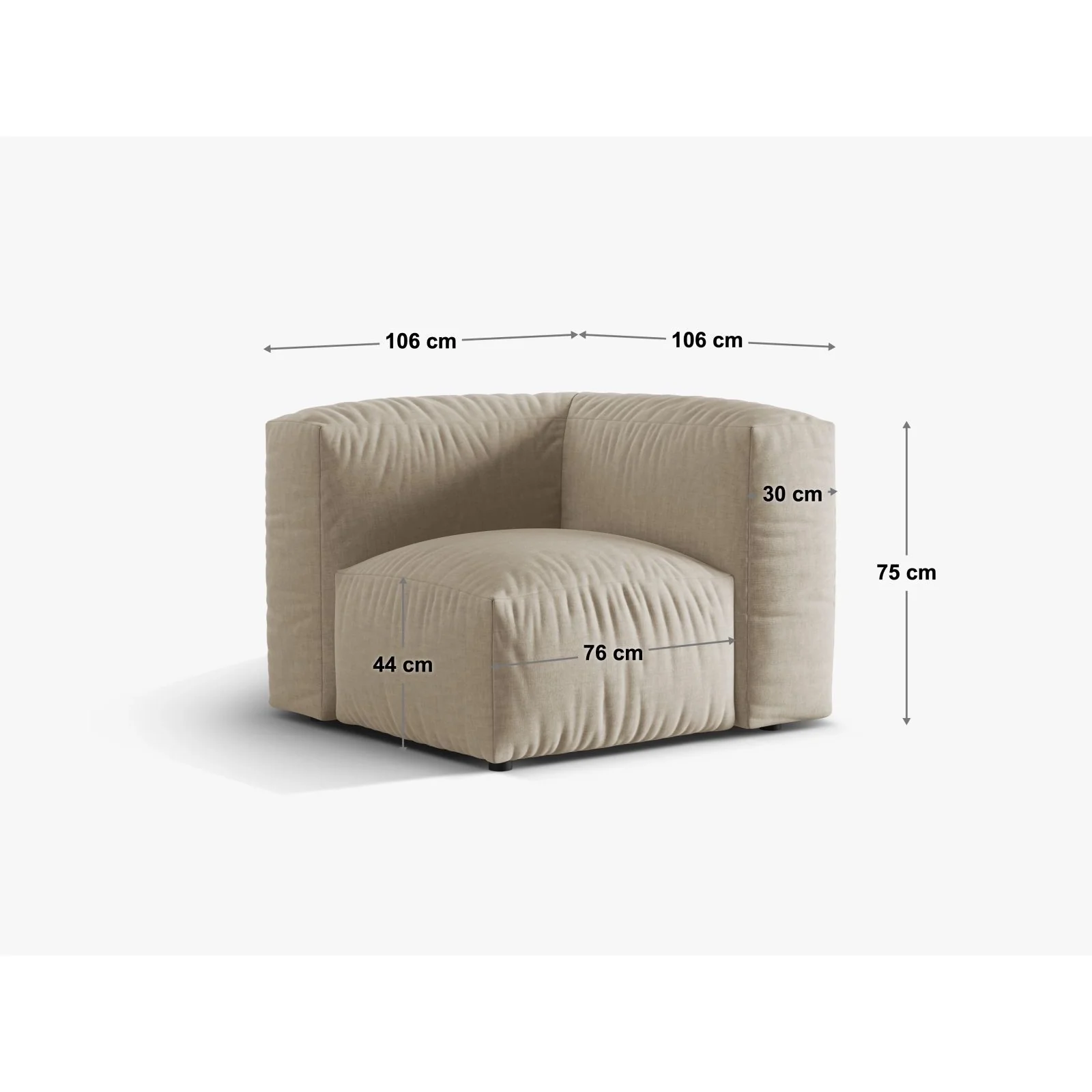 Martina Modulares Sofa Sitzelement, Linke Seite, Sitztiefe 76 cm, aus Samt, Cord, Boucle oder Strukturstoff, 106x106 cm - Image 38