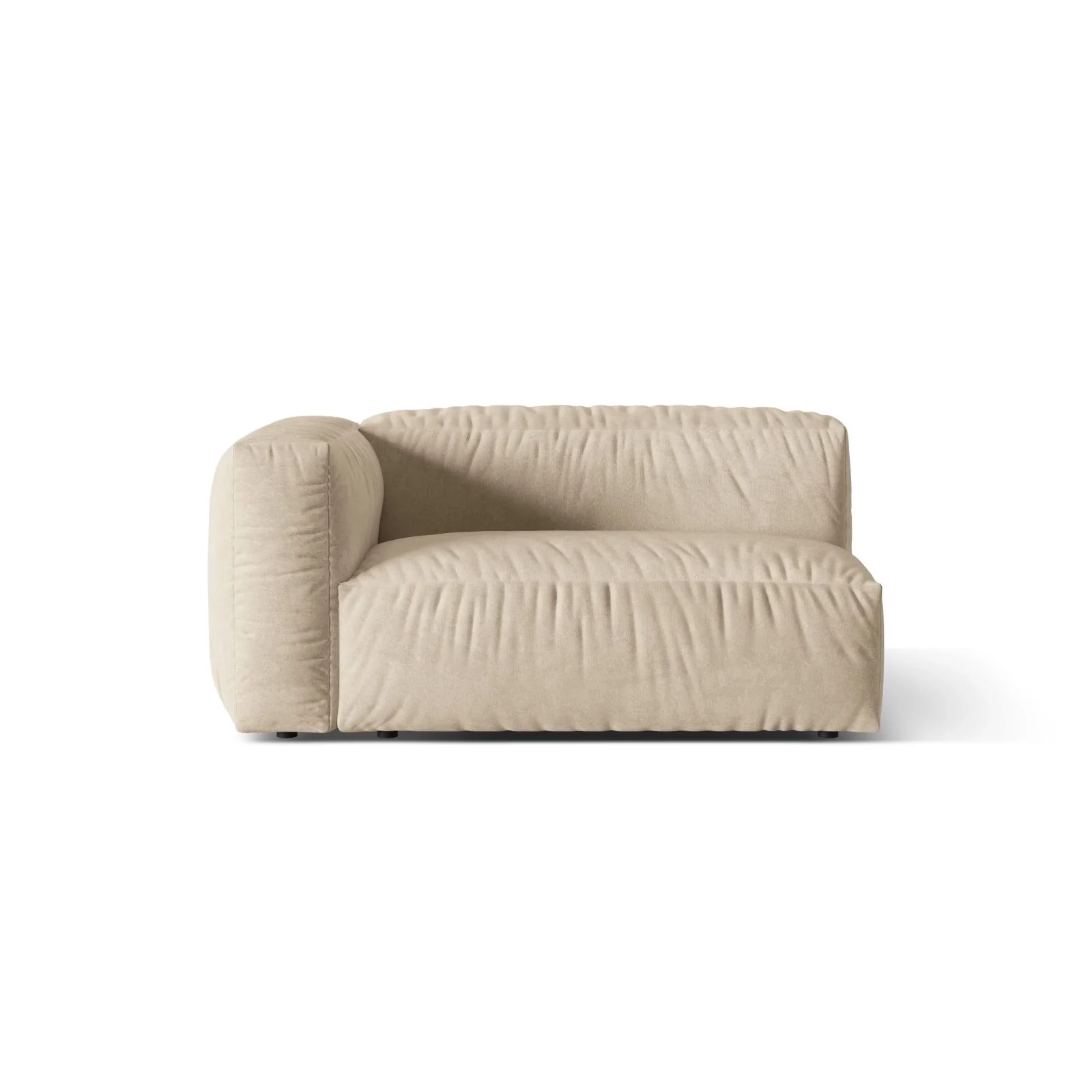 Martina Modulares Sofa Sitzelement, Linke Seite, Sitztiefe 76 cm, aus Samt, Cord, Boucle oder Strukturstoff, 160x106 cm