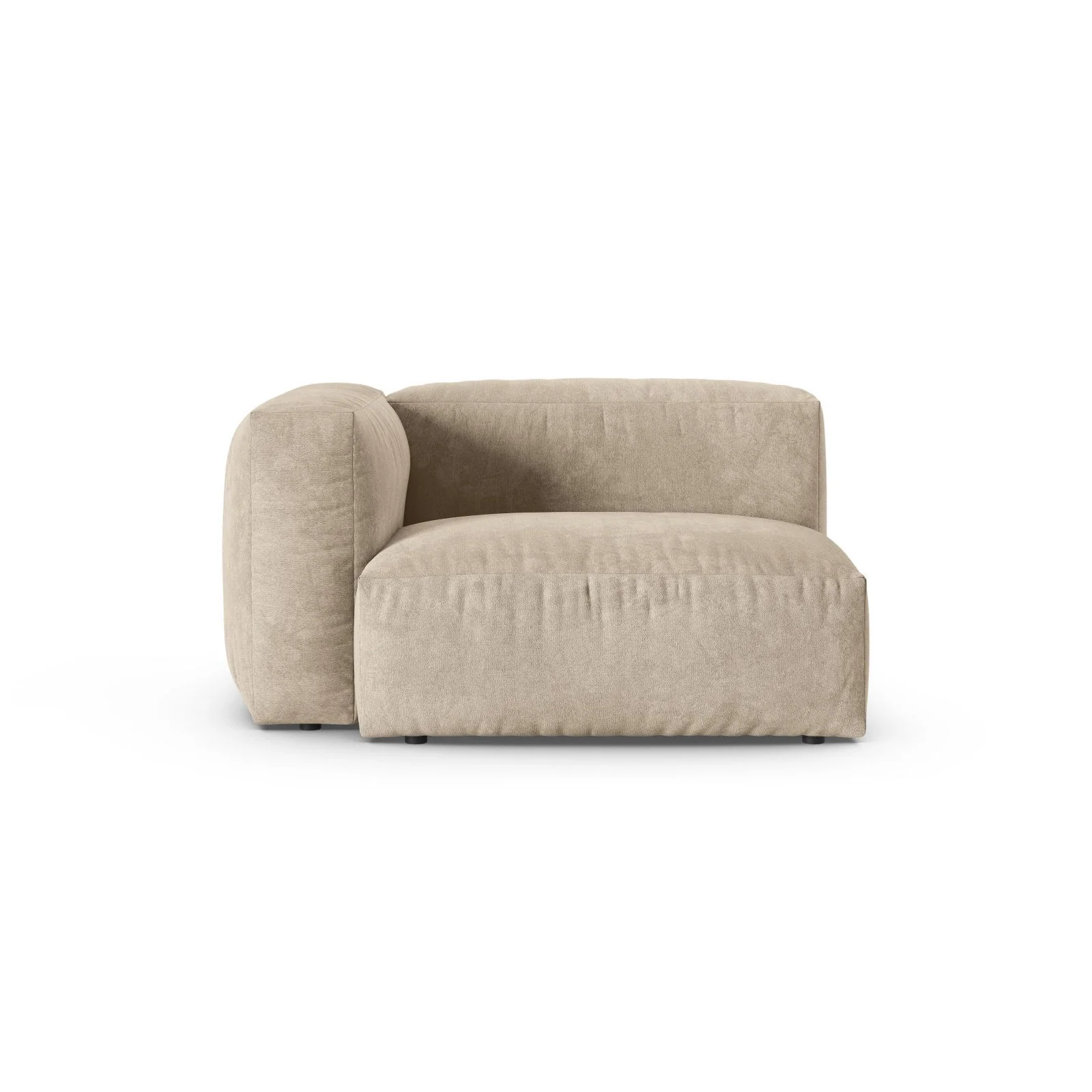 Martina Modulares Sofa Sitzelement, Linke Seite, Sitztiefe 90 cm, aus Samt, Cord, Boucle oder Sturkturstoff, 120x120 cm