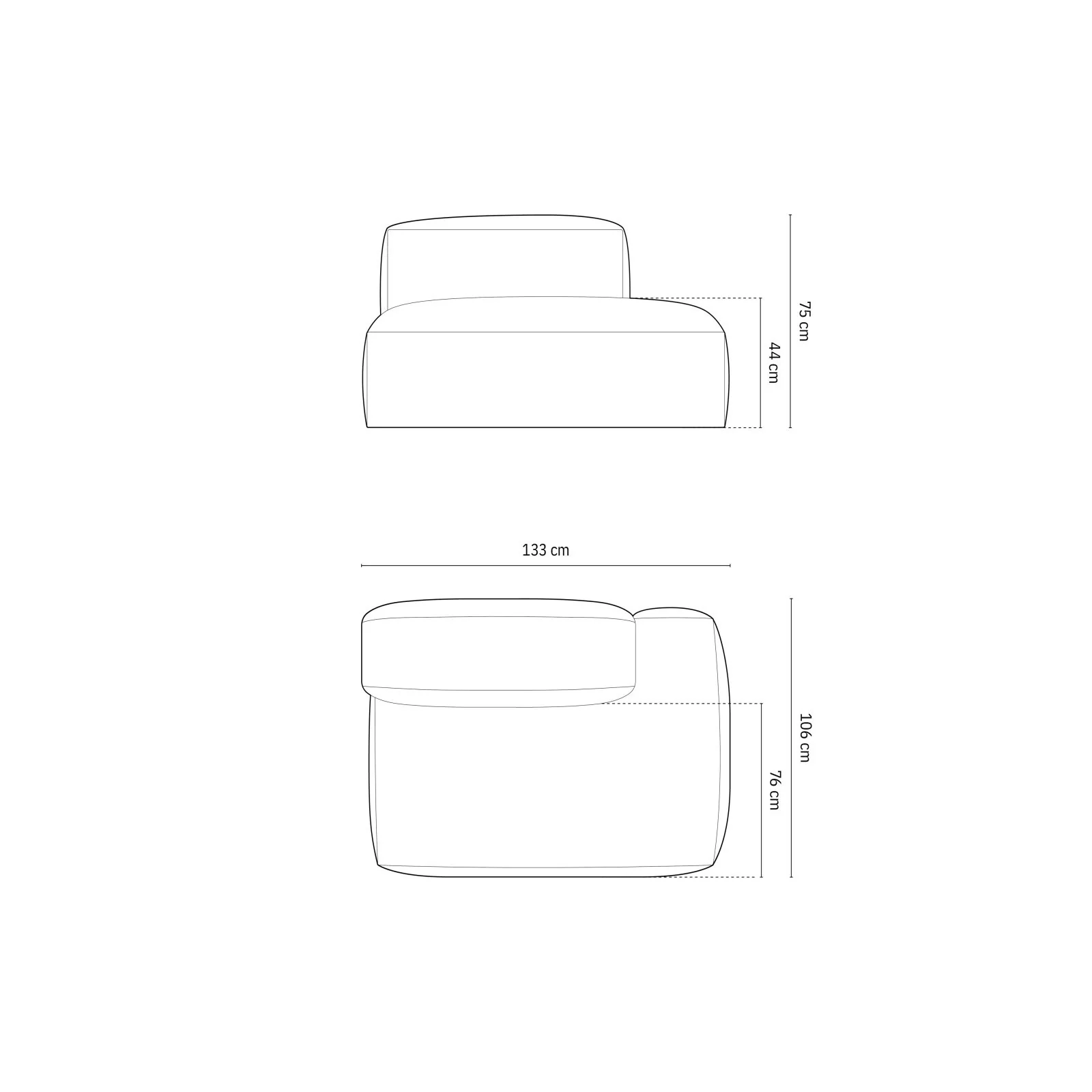 Martina Modulares Sofa Sitzelement, Rechte Seite, Sitztiefe 76 cm, aus Samt, Cord, Boucle oder Strukturstoff, 133x106 cm - Image 116