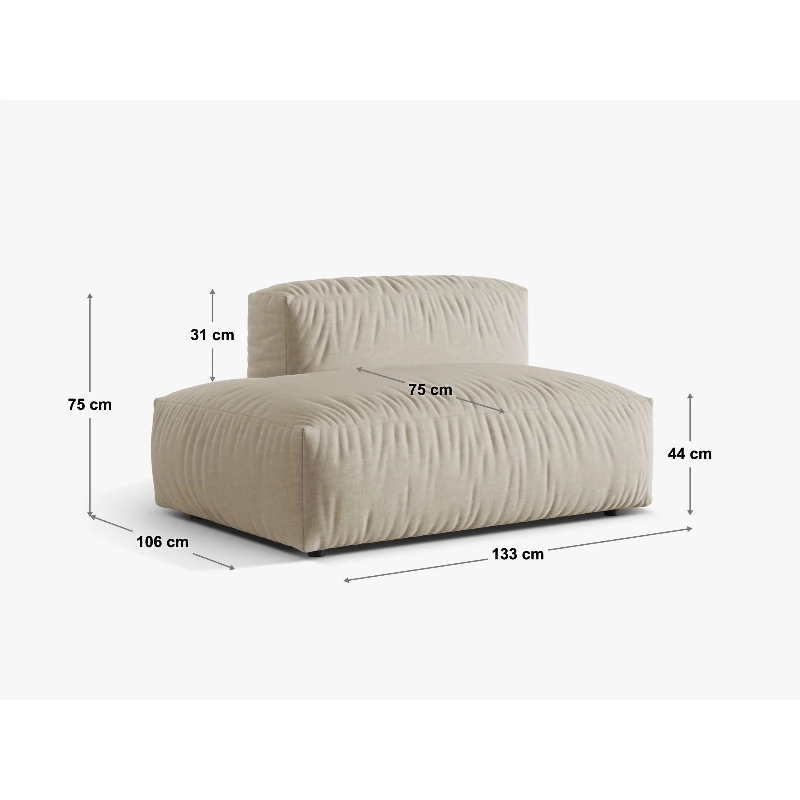 Martina Modulares Sofa Sitzelement, Rechte Seite, Sitztiefe 76 cm, aus Samt, Cord, Boucle oder Strukturstoff, 133x106 cm - Image 20