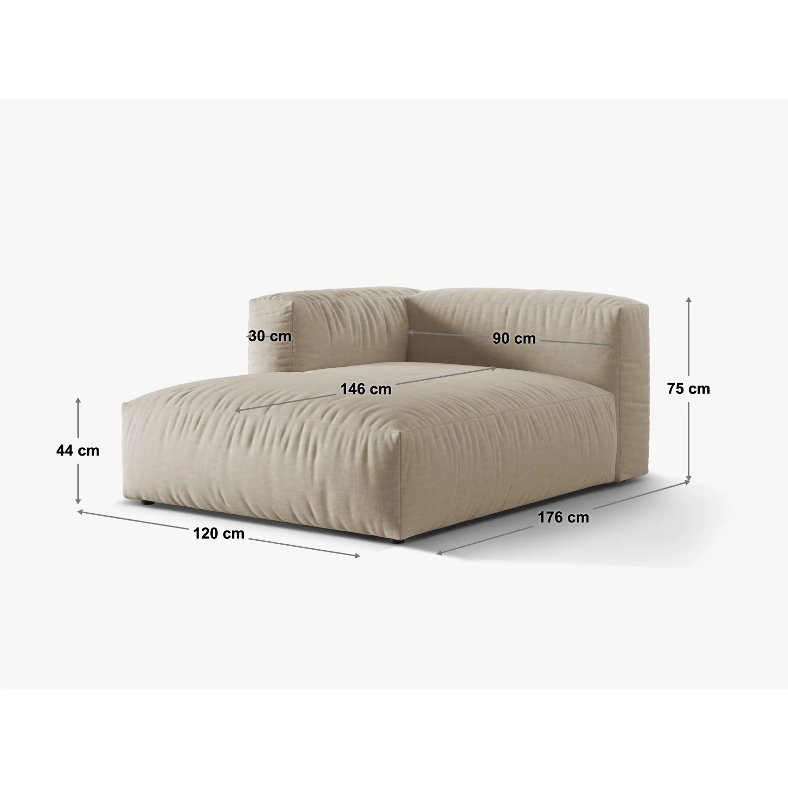 Martina Modulares Sofa Sitzelement, Rechte Seite, aus Samt, Cord, Boucle oder Strukturstoff, 176x120 cm - Image 20