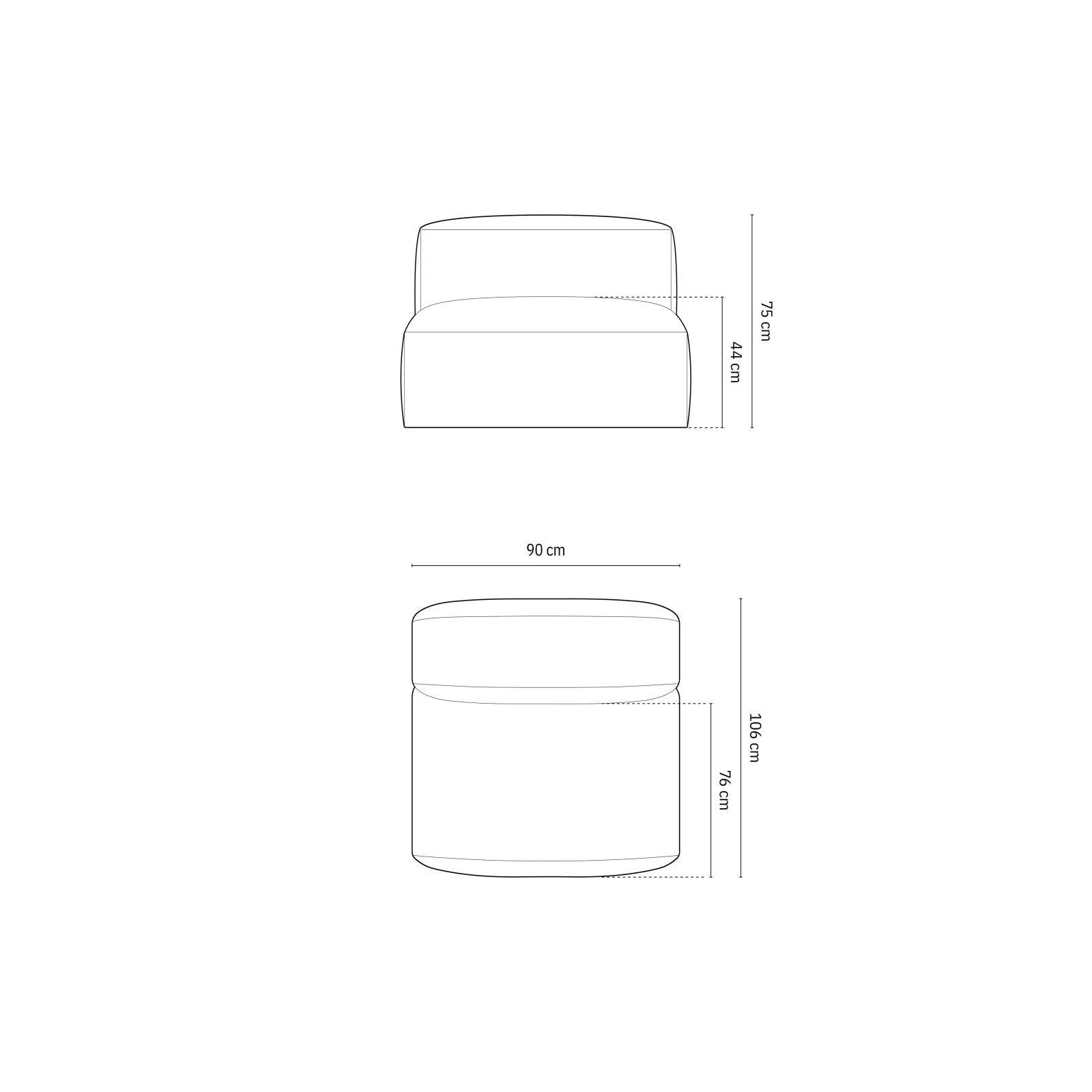 Martina Modulares Sofa Sitzelement, Sitztiefe 76 cm, aus Samt, Cord, Boucle oder Strukturstoff, 106x90 cm - Image 134