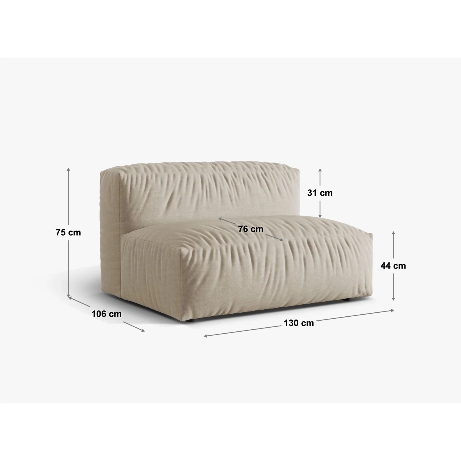 Martina Modulares Sofa Sitzelement, Sitztiefe 76 cm, aus Samt, Cord, Boucle oder Strukturstoff, 132x106 cm - Image 62