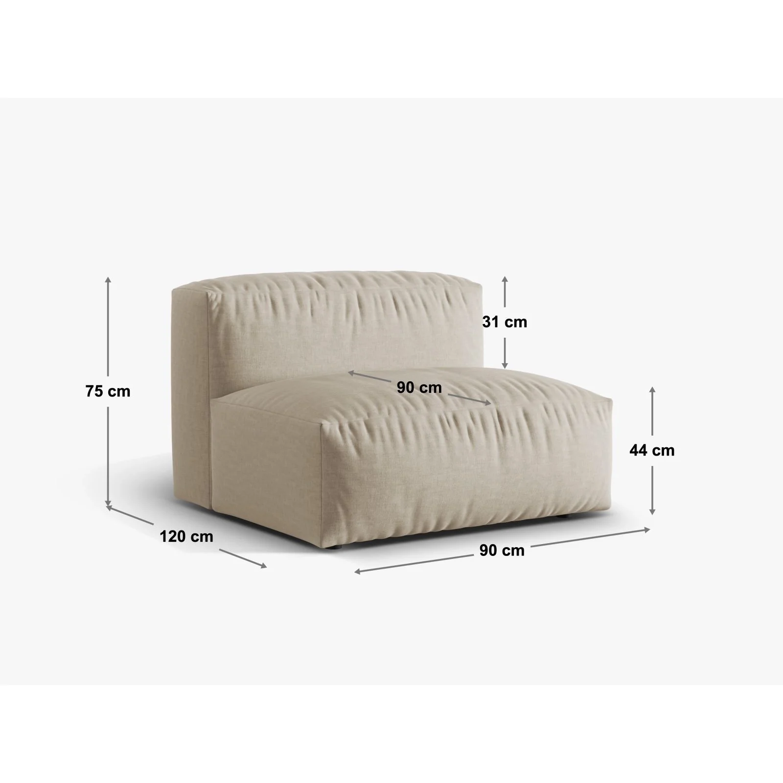 Martina Modulares Sofa Sitzelement, Sitztiefe 90 cm, aus Samt, Cord, Boucle oder Strukturstoff, 120x90 cm - Image 62
