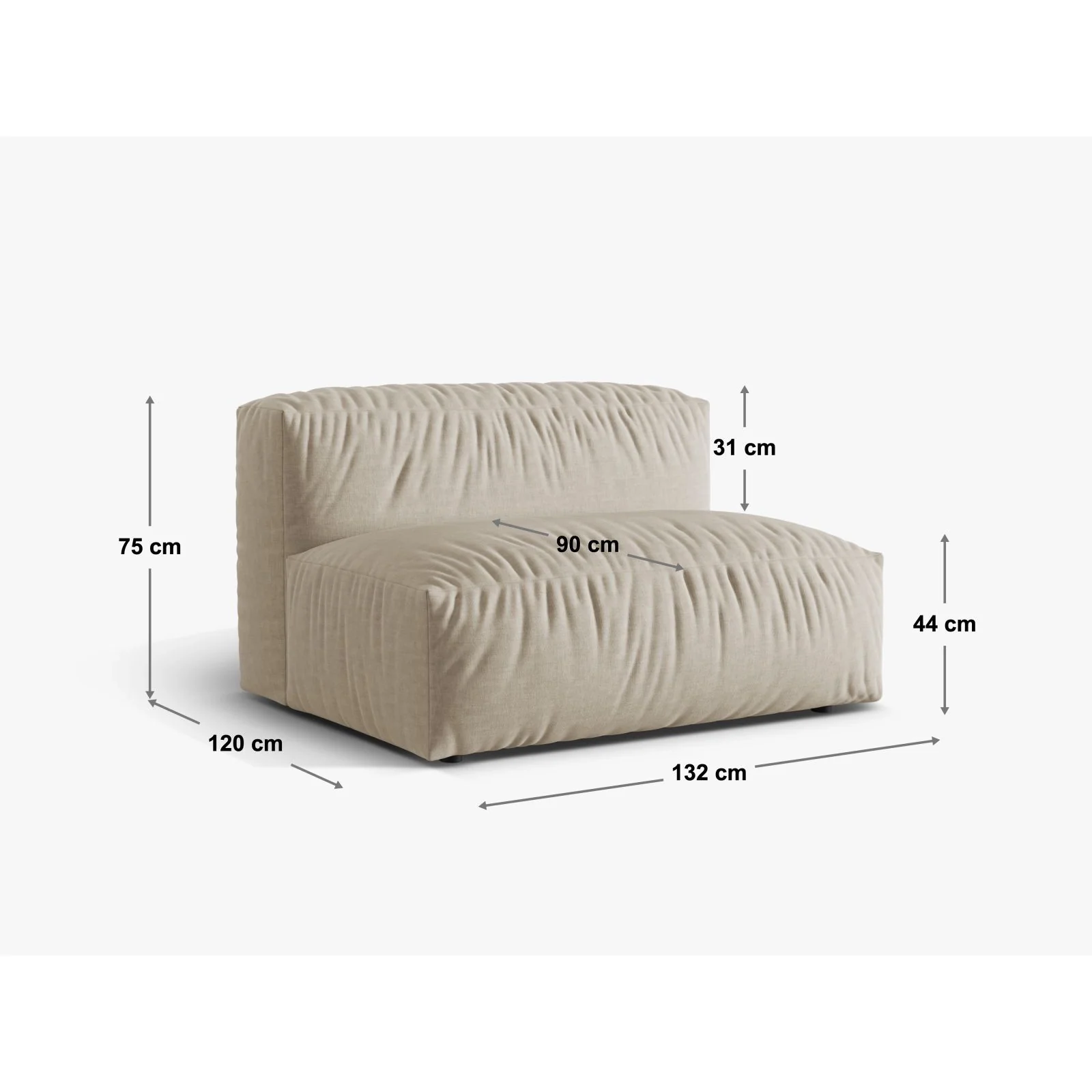 Martina Modulares Sofa Sitzelement, Sitztiefe 90 cm, aus Samt, Cord, Boucle oder Strukturstoff, 132x120 cm - Image 62