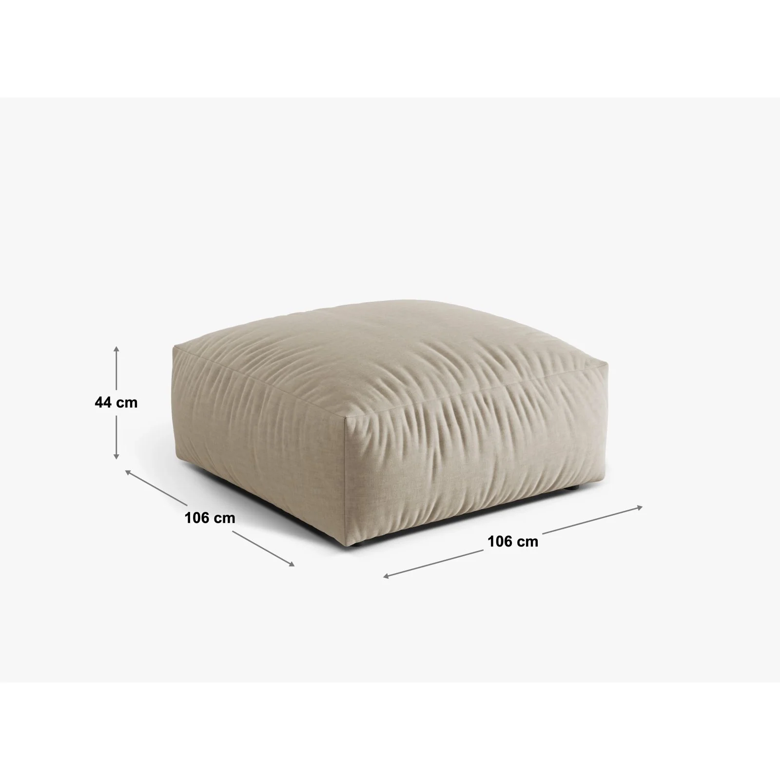 Martina Pouf aus Samt, Cord, Boucle oder Strukturstoff, 106x106 cm - Image 2