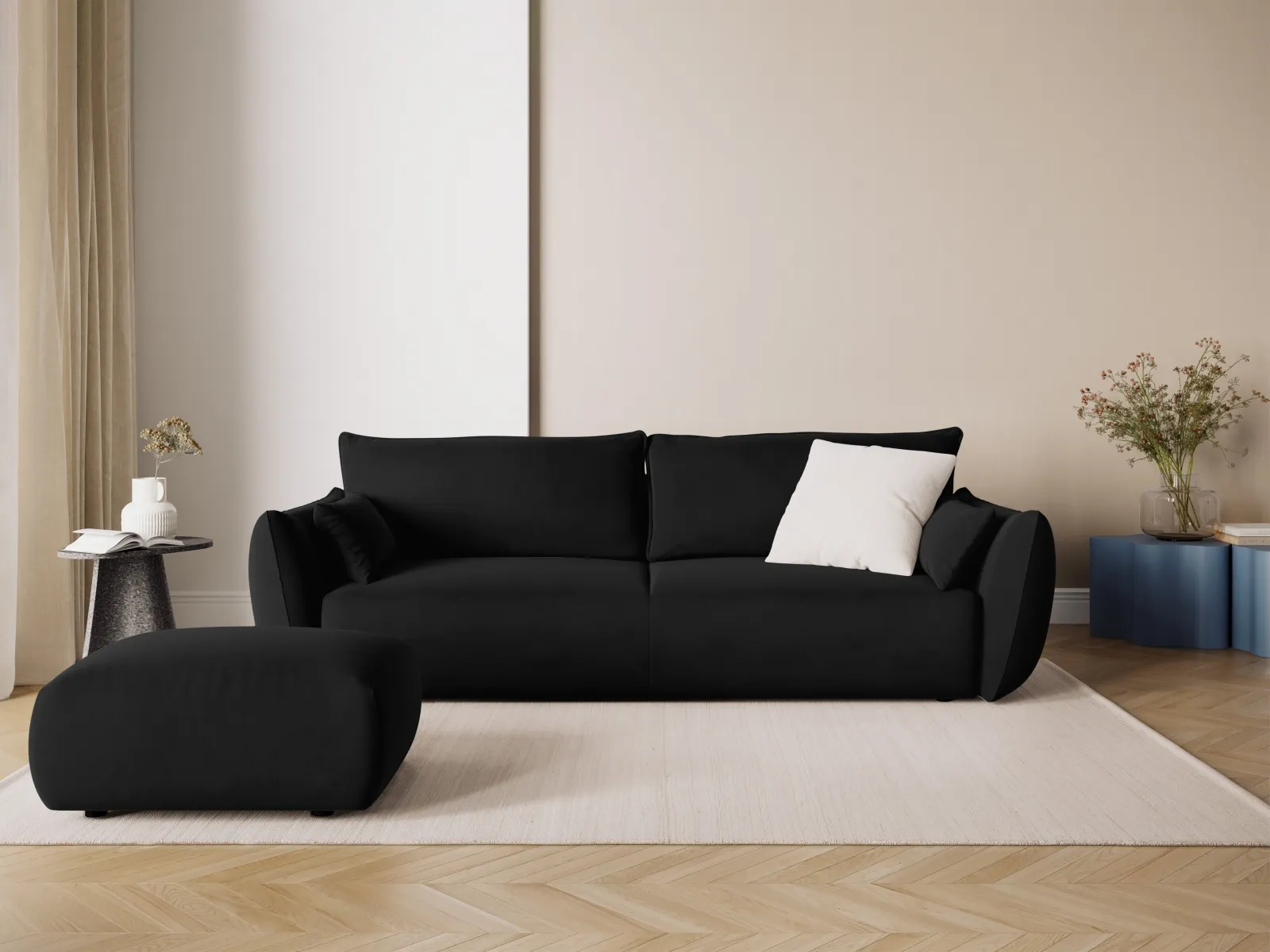 Matera 3-Sitzer Sofa mit Schlaffunktion und Stauraum, aus Samt oder Chenille, 240x108x86 cm - Image 117