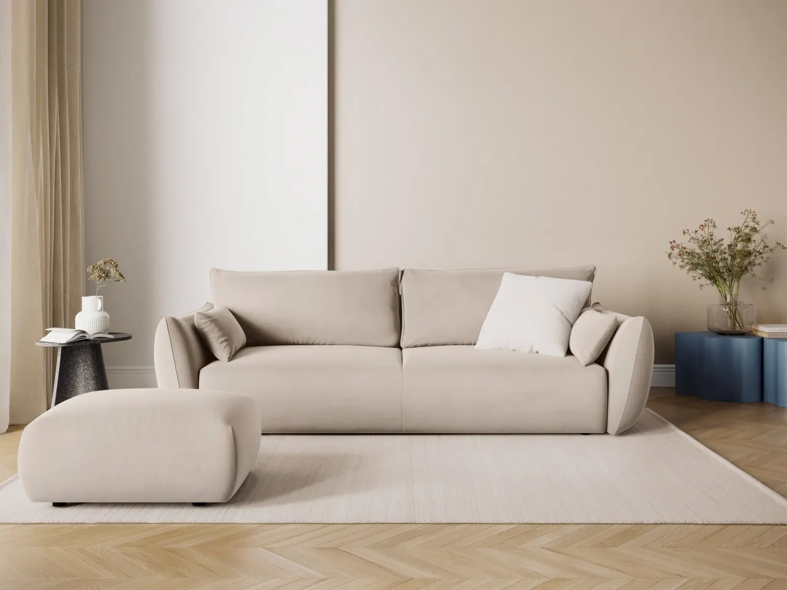 Matera 3-Sitzer Sofa mit Schlaffunktion und Stauraum, aus Samt oder Chenille, 240x108x86 cm - Image 72