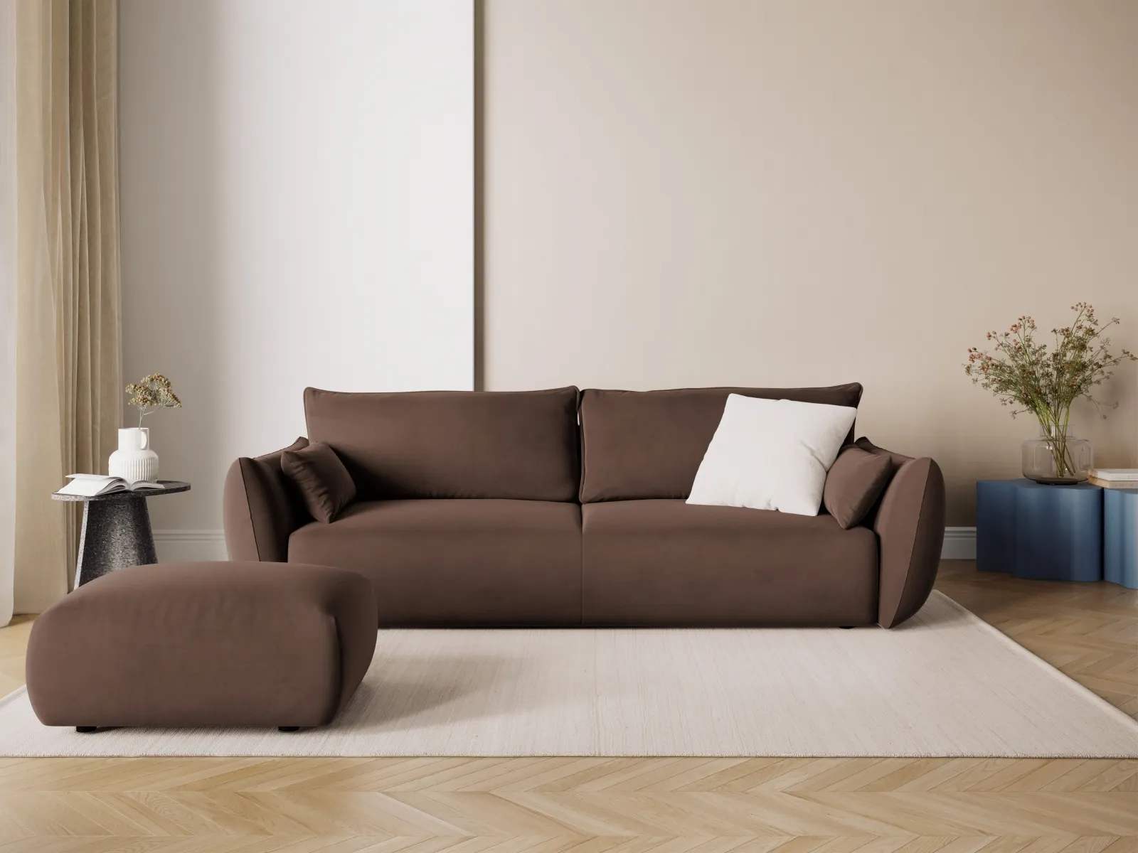 Matera 3-Sitzer Sofa mit Schlaffunktion und Stauraum, aus Samt oder Chenille, 240x108x86 cm - Image 81