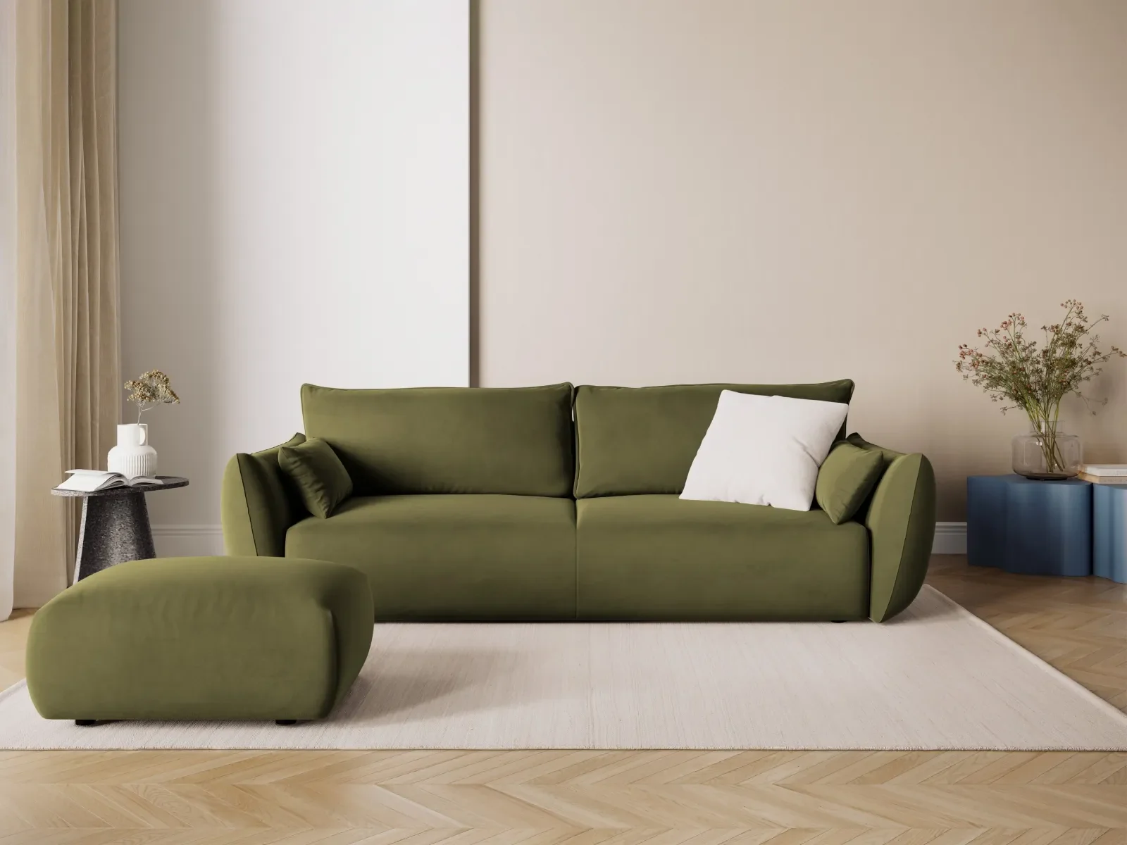 Matera 3-Sitzer Sofa mit Schlaffunktion und Stauraum, aus Samt oder Chenille, 240x108x86 cm - Image 90