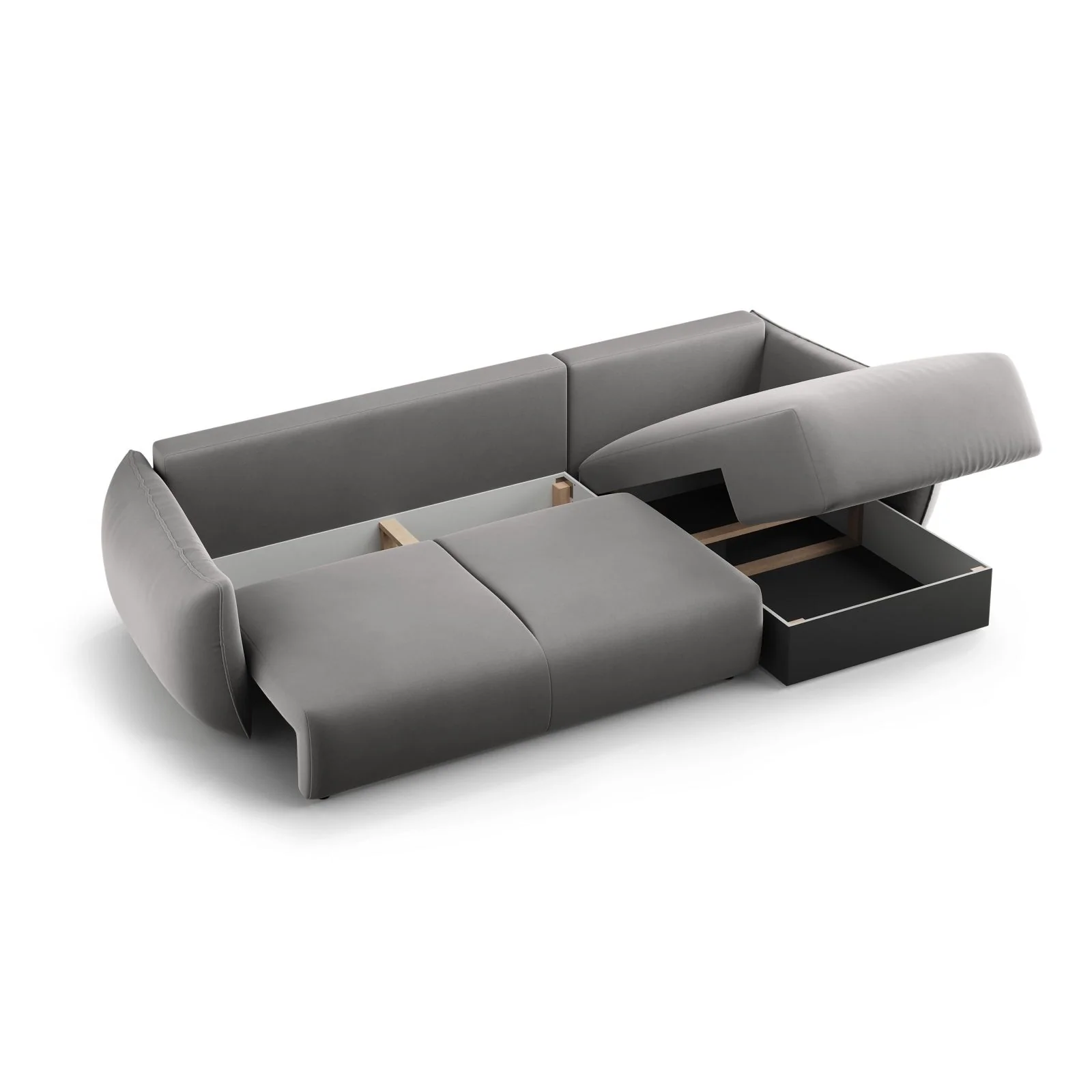 Matera 4-Sitzer Ecksofa, Linke Seite, aus Samt oder Chenille, 253x173x86 cm - Image 100