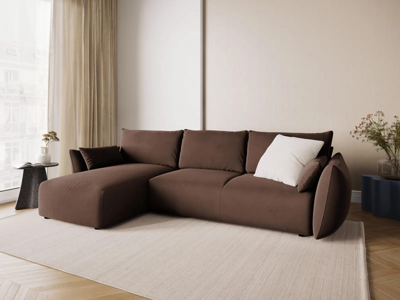 Matera 4-Sitzer Ecksofa, Linke Seite, aus Samt oder Chenille, 253x173x86 cm - Image 73