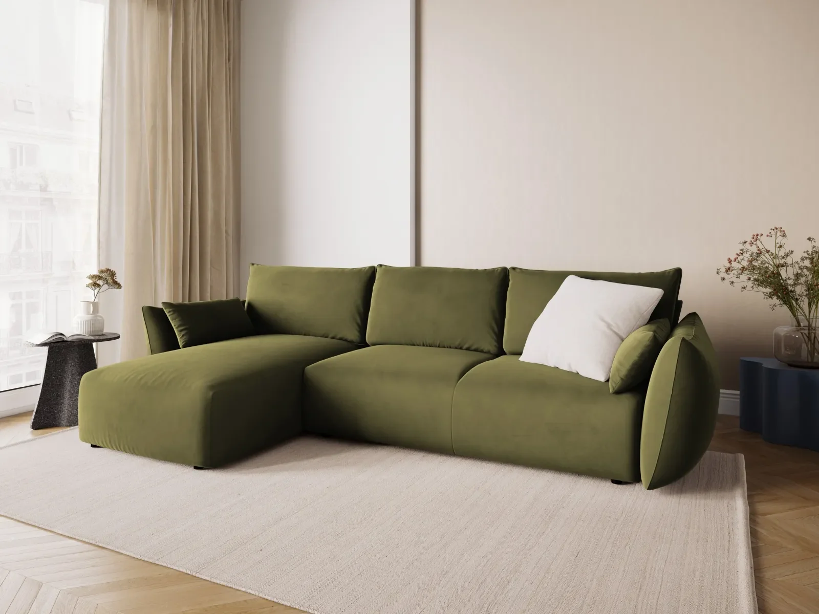 Matera 4-Sitzer Ecksofa, Linke Seite, aus Samt oder Chenille, 253x173x86 cm - Image 81