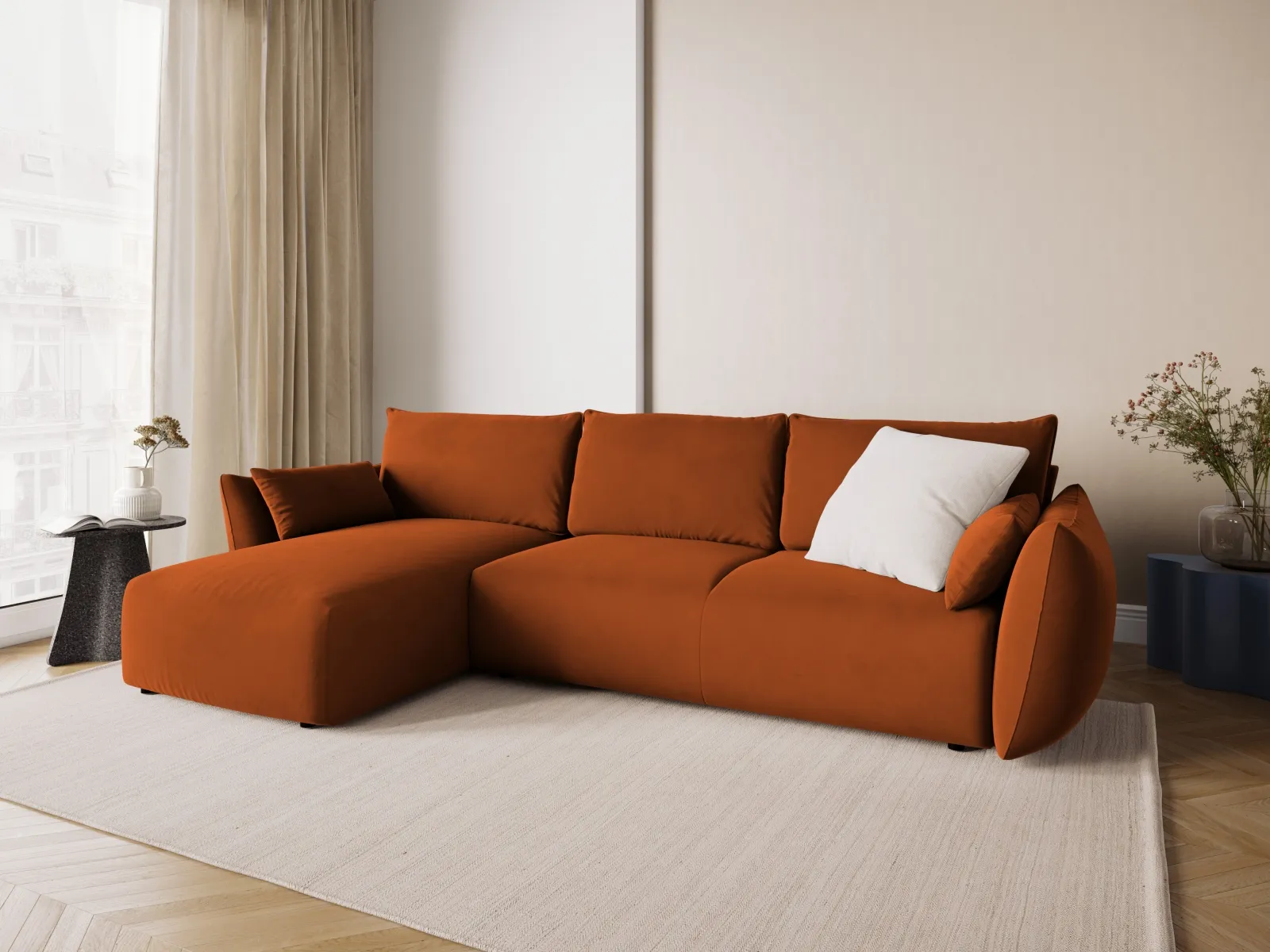Matera 4-Sitzer Ecksofa, Linke Seite, aus Samt oder Chenille, 253x173x86 cm - Image 89