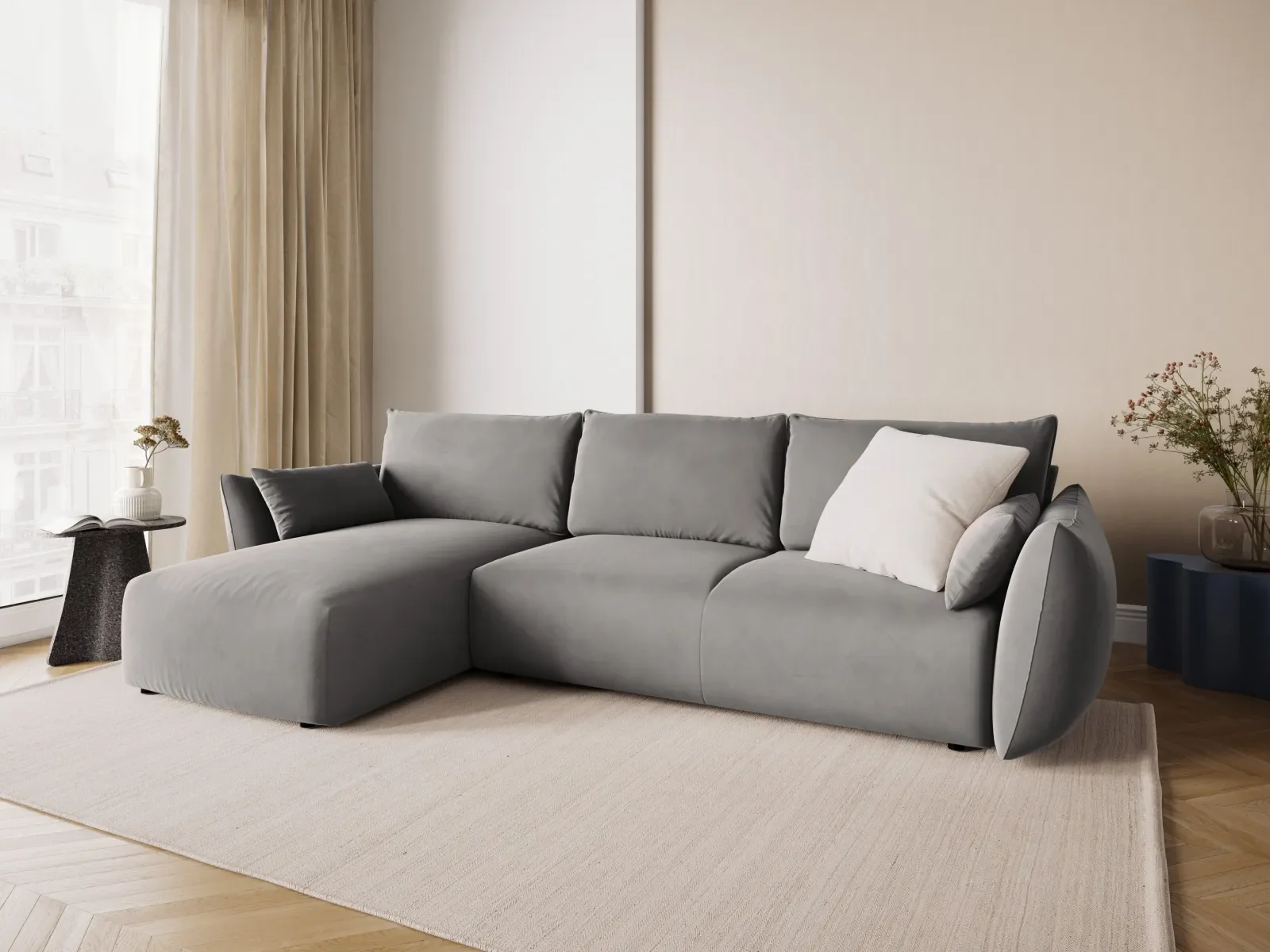 Matera 4-Sitzer Ecksofa, Linke Seite, aus Samt oder Chenille, 253x173x86 cm - Image 97
