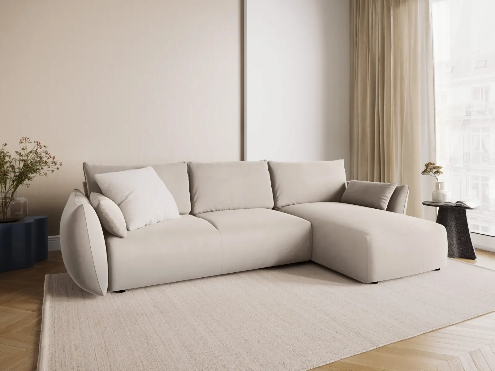Matera 4-Sitzer Ecksofa, Rechte Seite, aus Samt oder Chenille, 253x173x86 cm - Image 66
