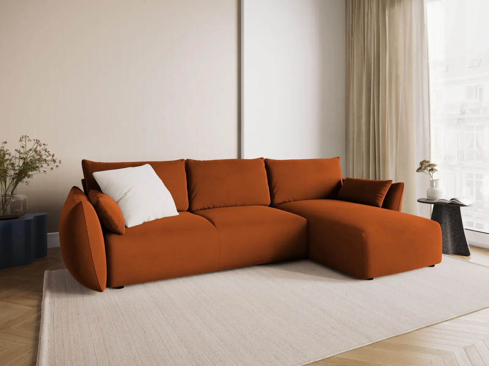 Matera 4-Sitzer Ecksofa, Rechte Seite, aus Samt oder Chenille, 253x173x86 cm - Image 90