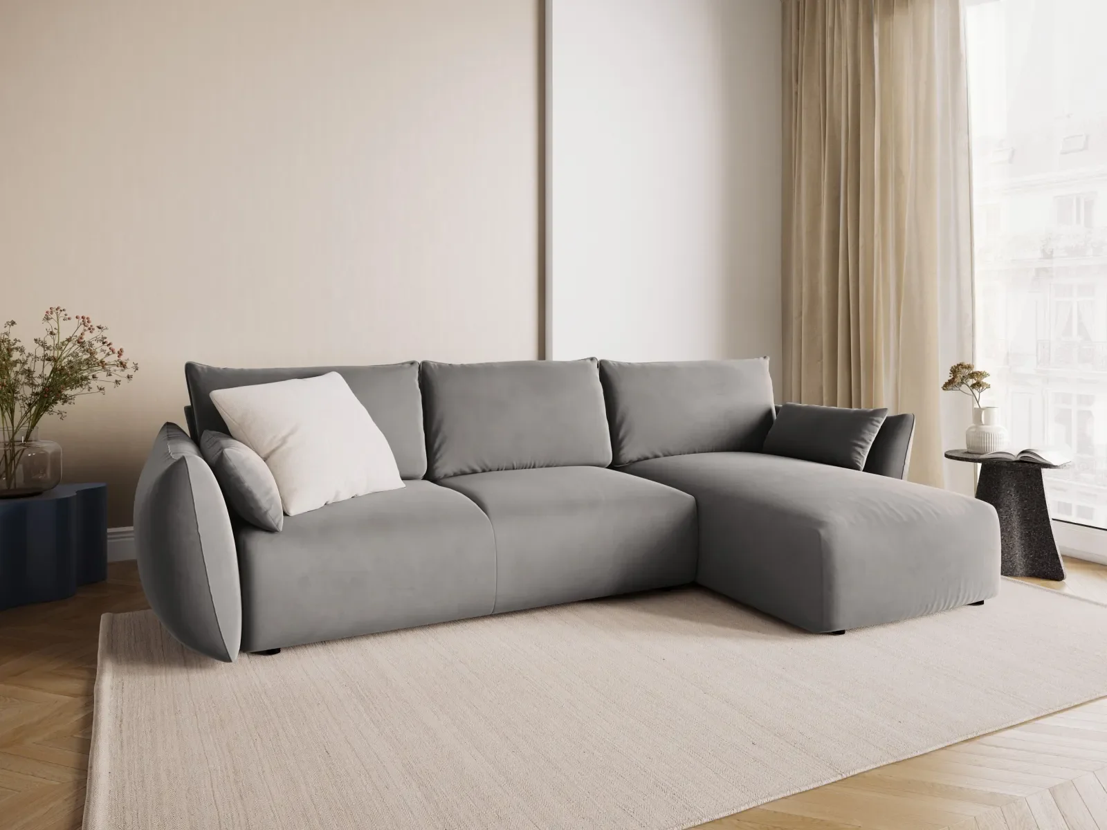 Matera 4-Sitzer Ecksofa, Rechte Seite, aus Samt oder Chenille, 253x173x86 cm - Image 98