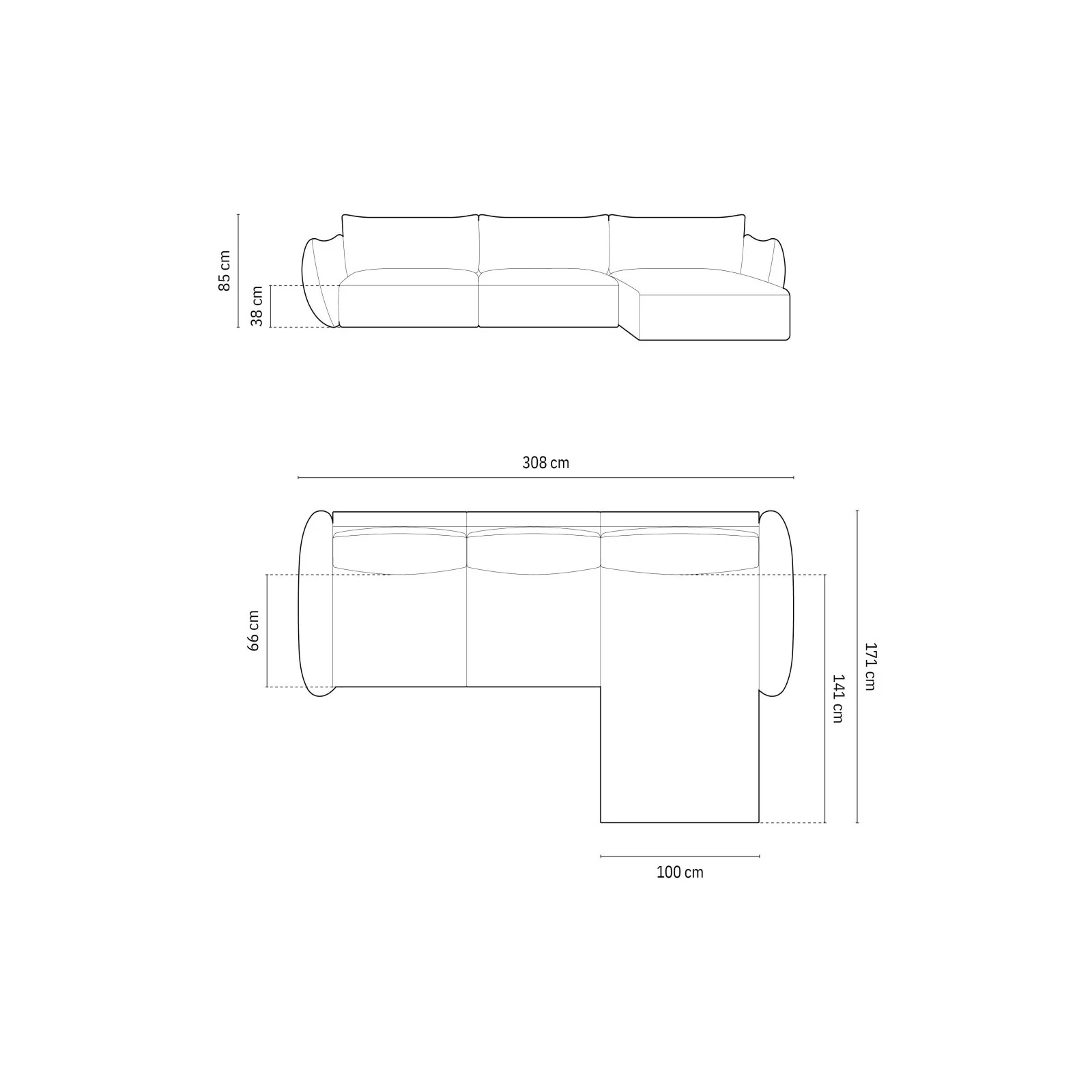Matera 4-Sitzer Ecksofa, Rechte Seite, aus Samt oder Chenille, 308x171x85 cm - Image 7